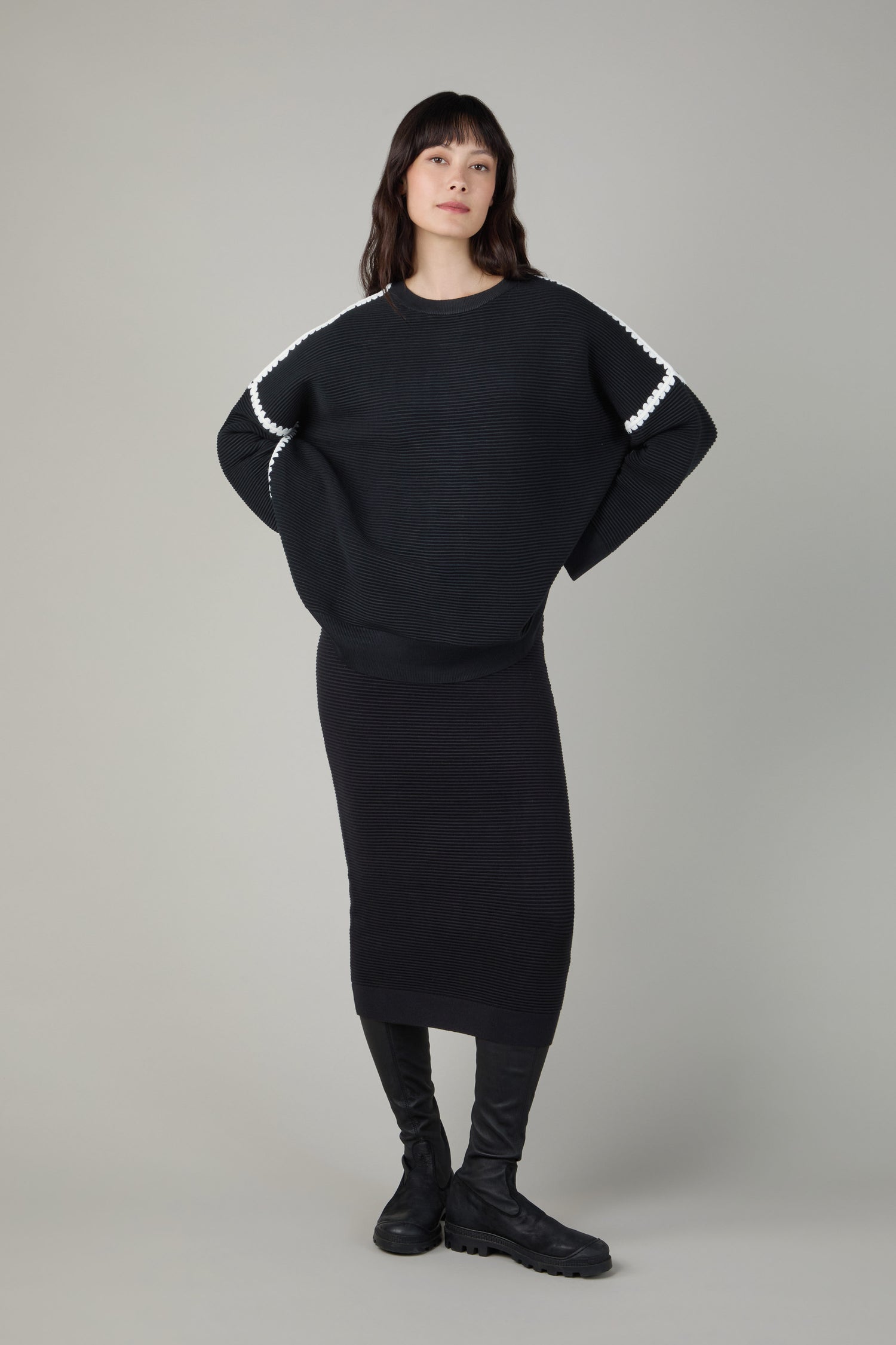 Piping Detail Ribbed Top