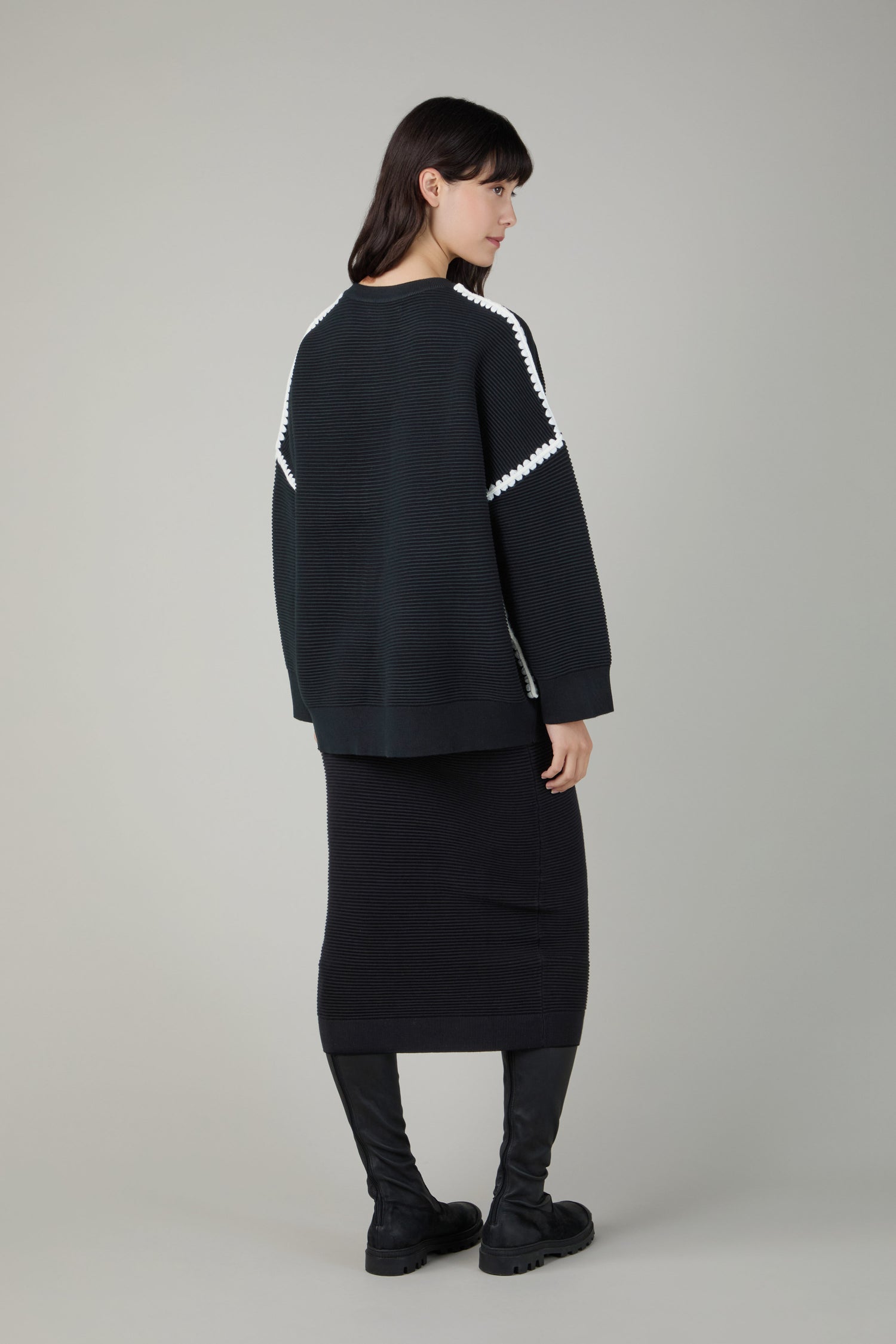 Piping Detail Ribbed Top