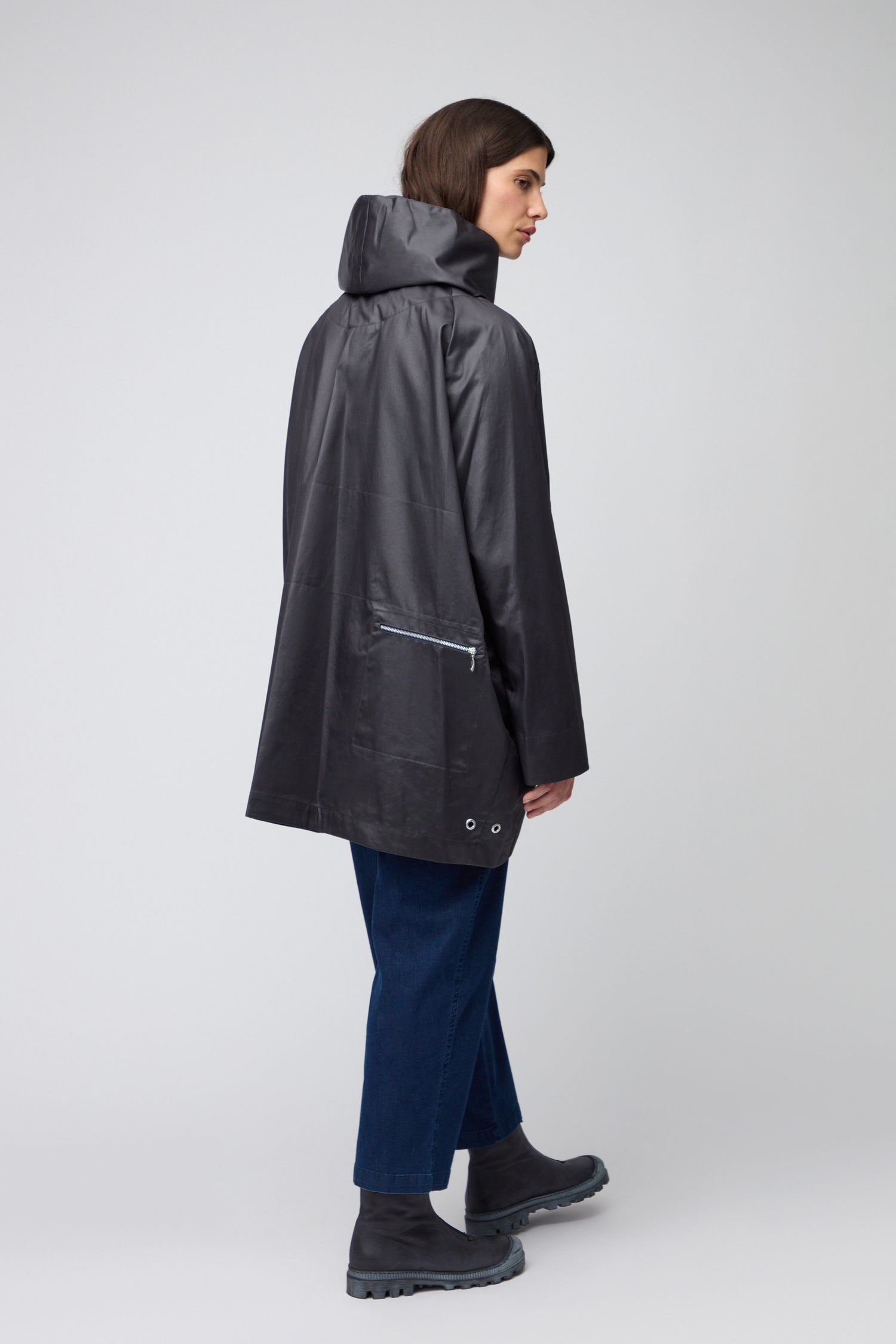 Blue Oversized Parka With Hood