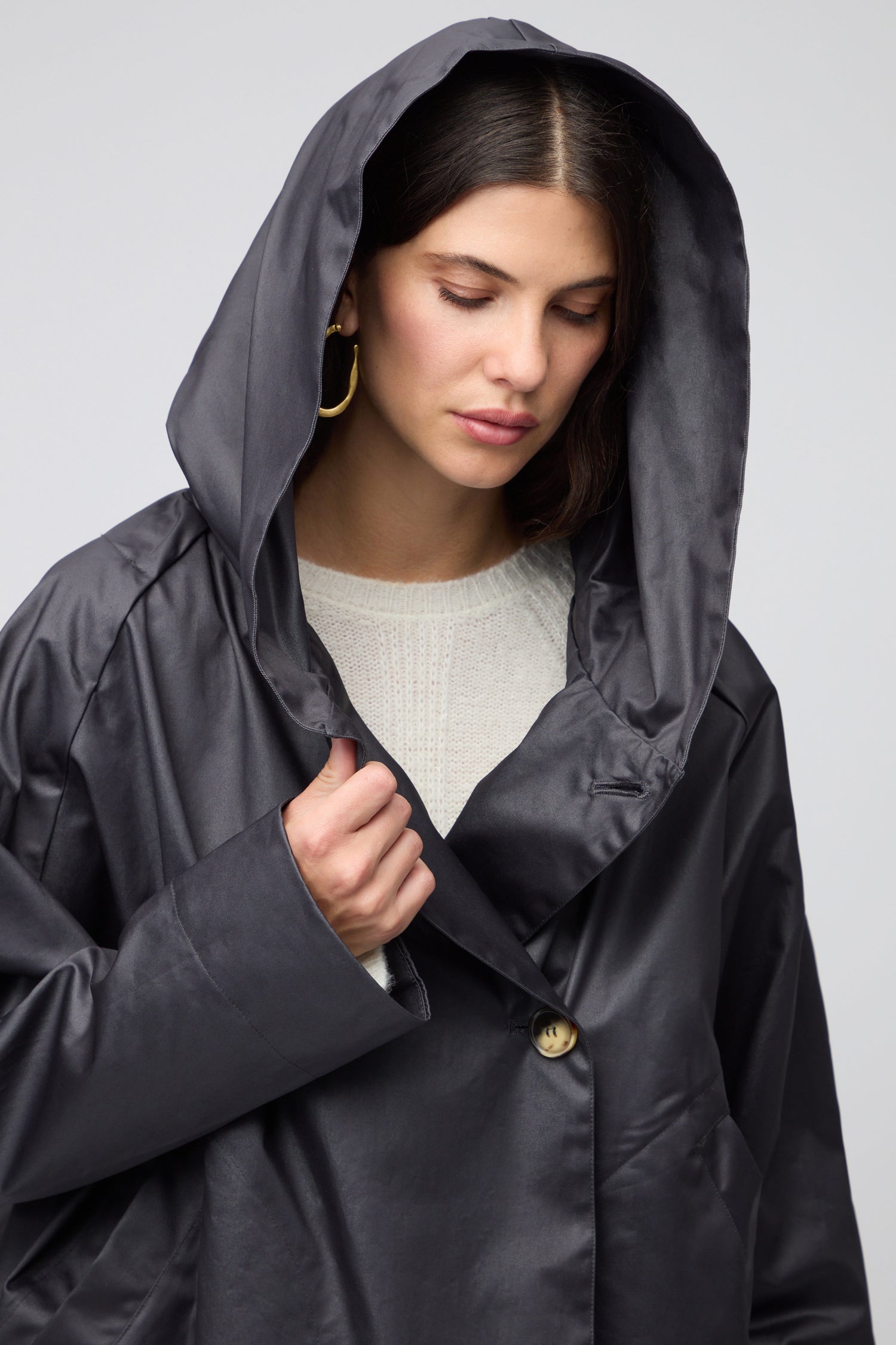 Blue Oversized Parka With Hood