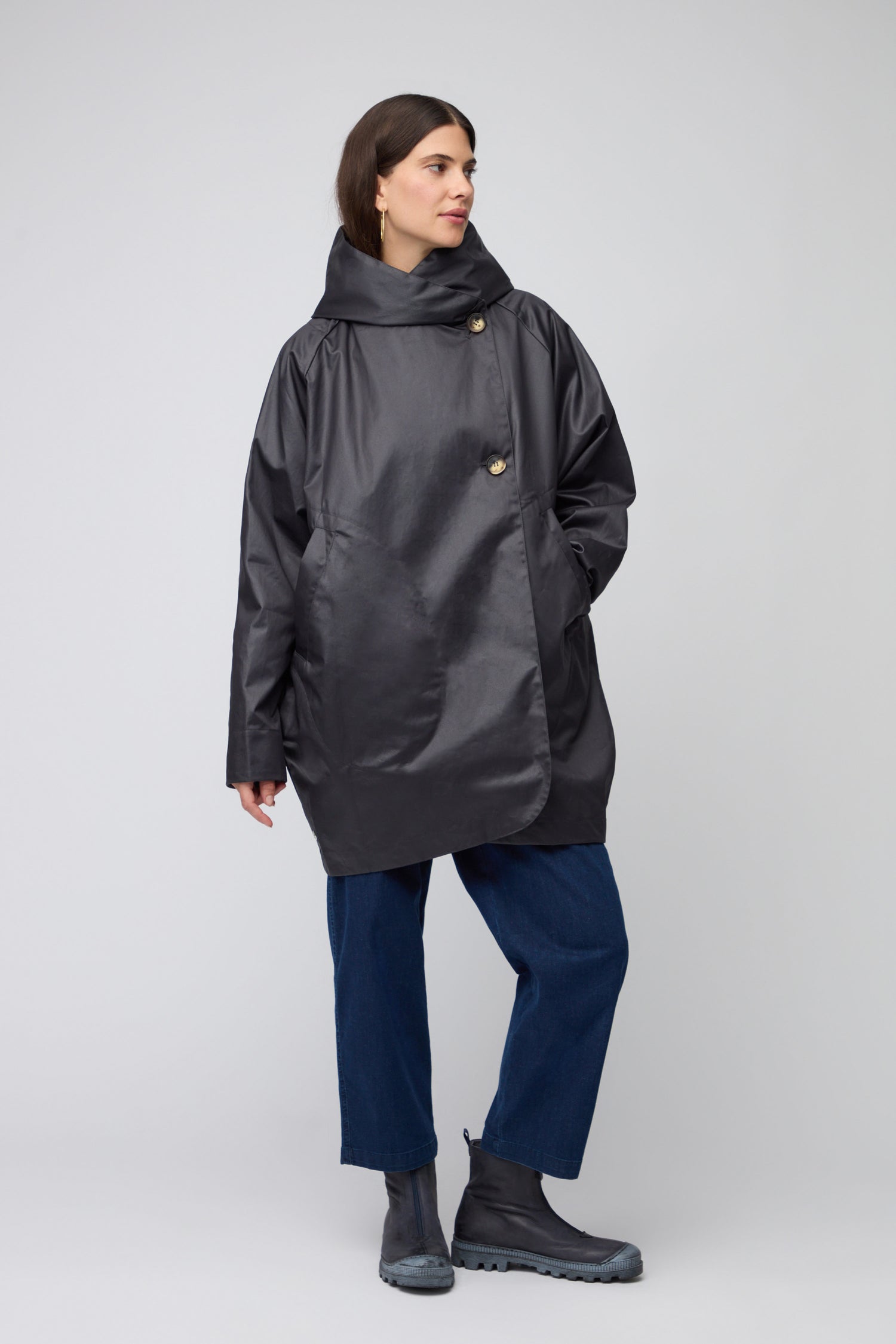 Blue Oversized Parka With Hood