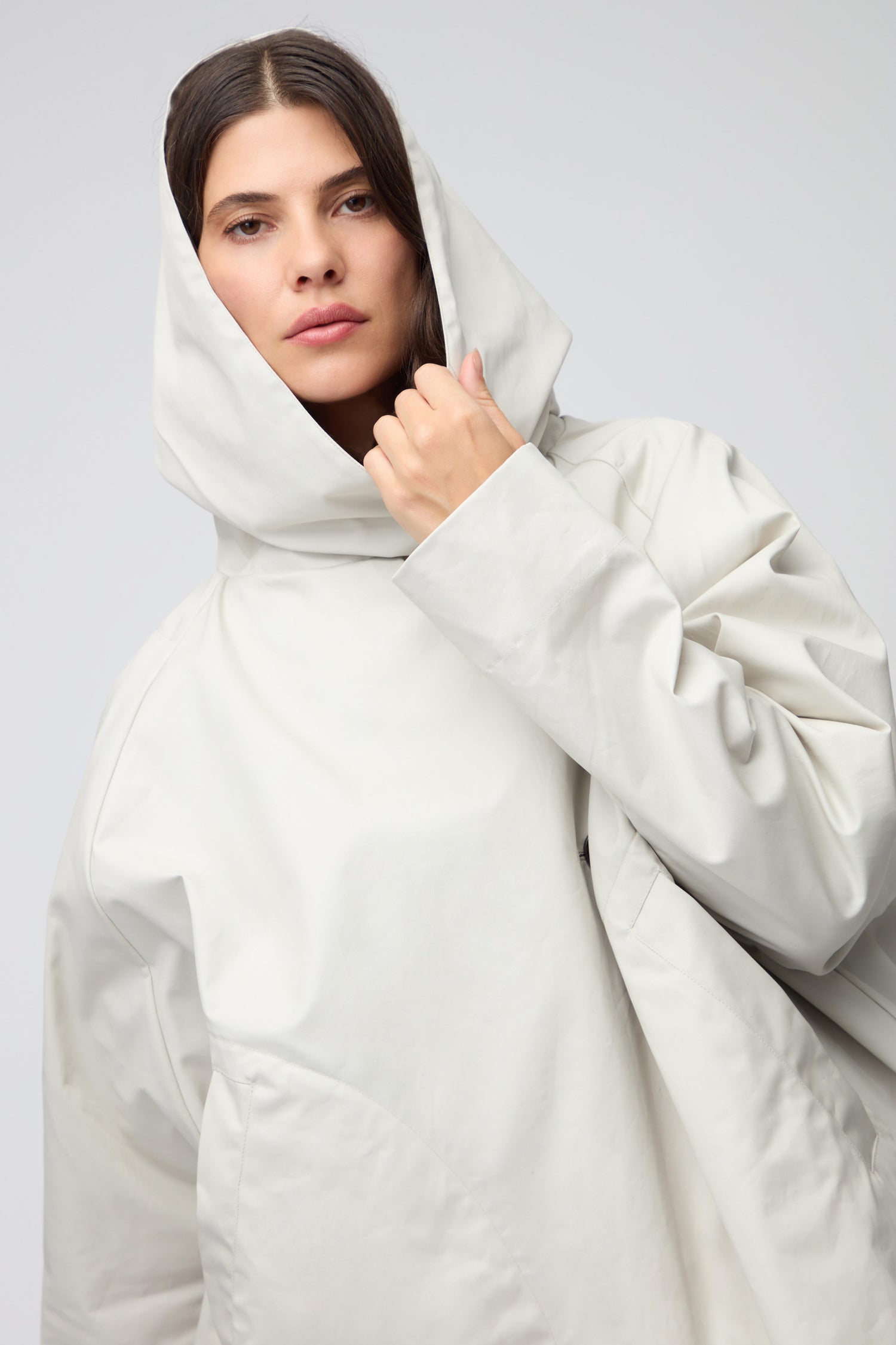 Cream Oversized Parka With Hood