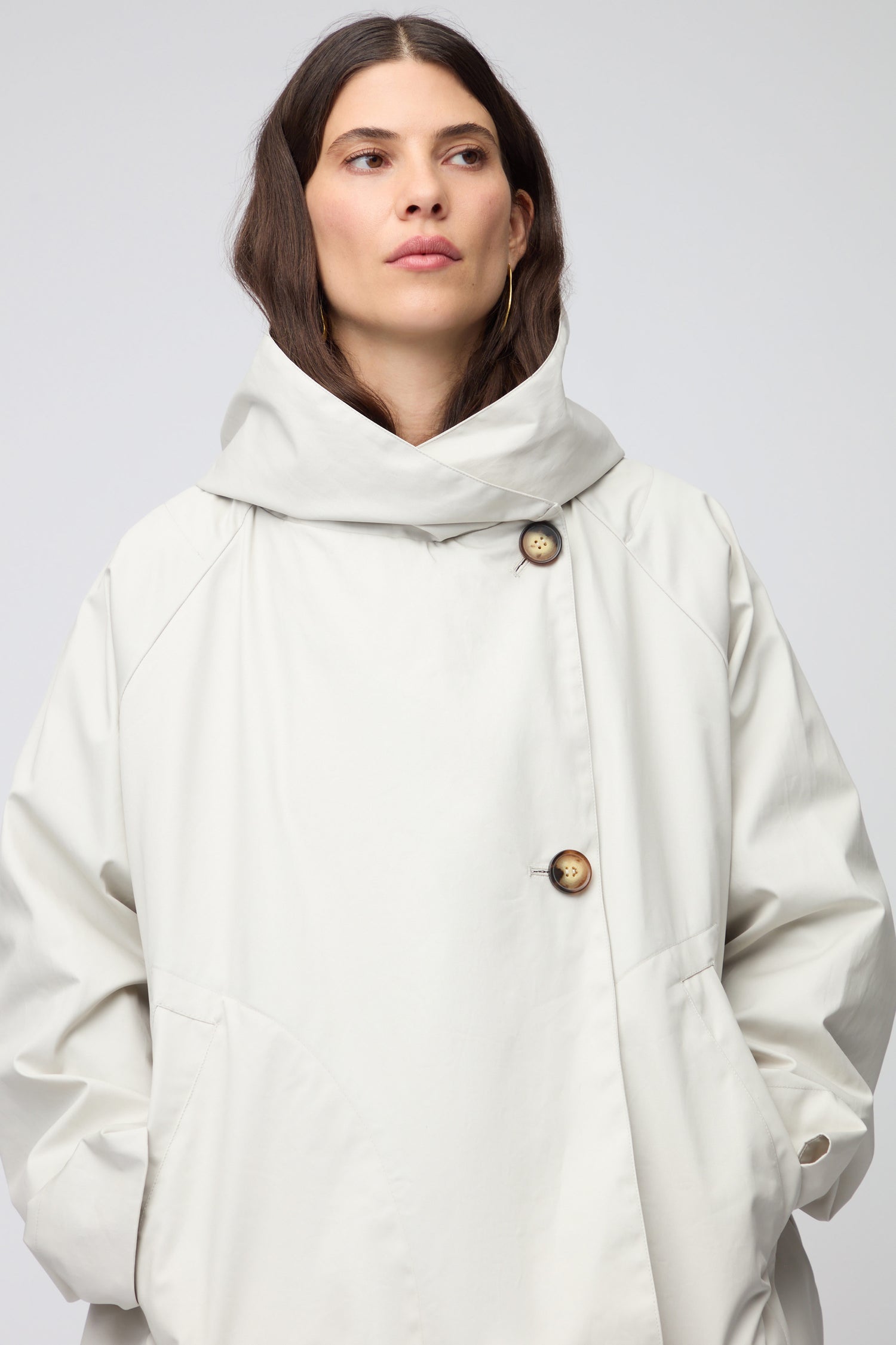 Cream Oversized Parka With Hood