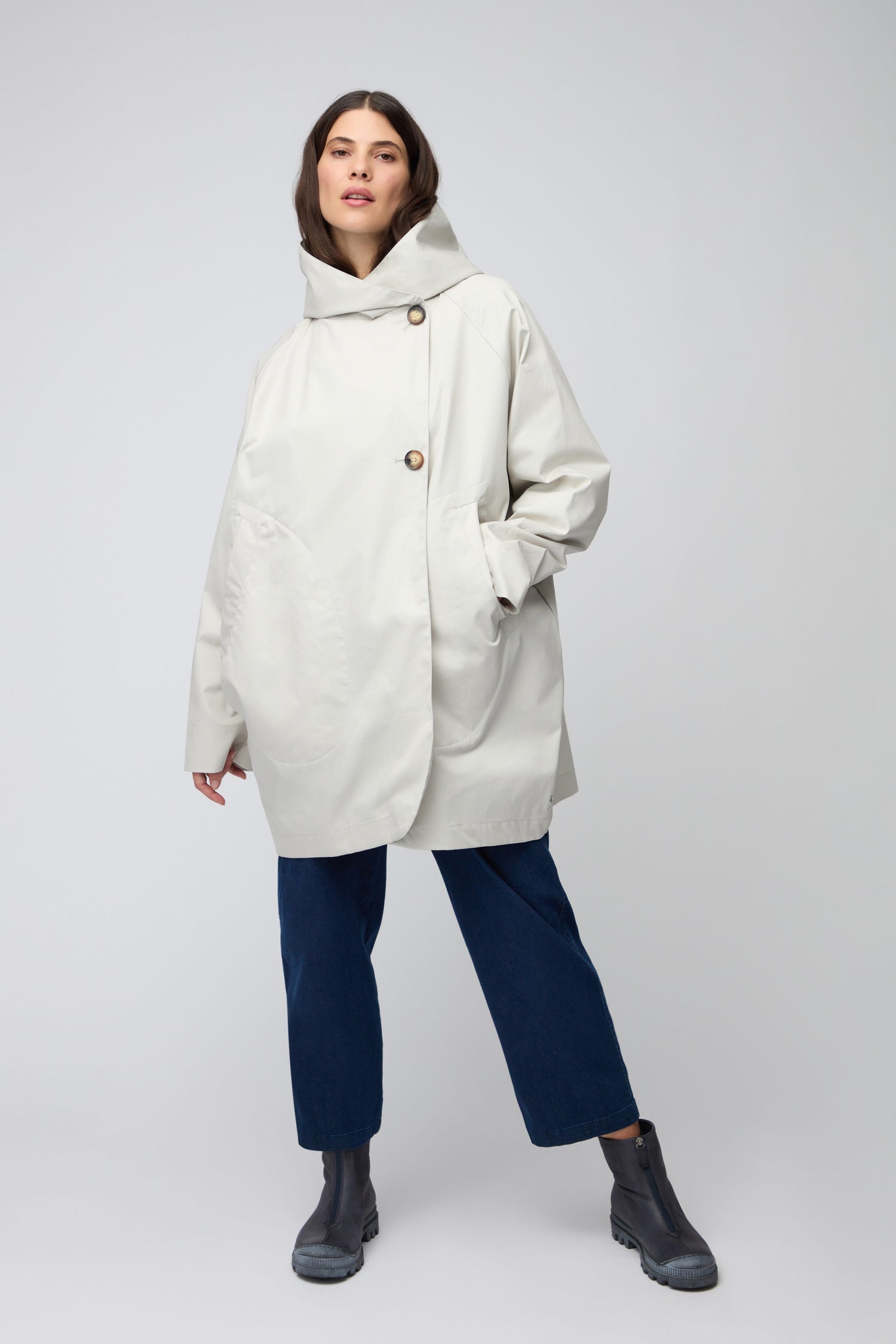 Cream Oversized Parka With Hood