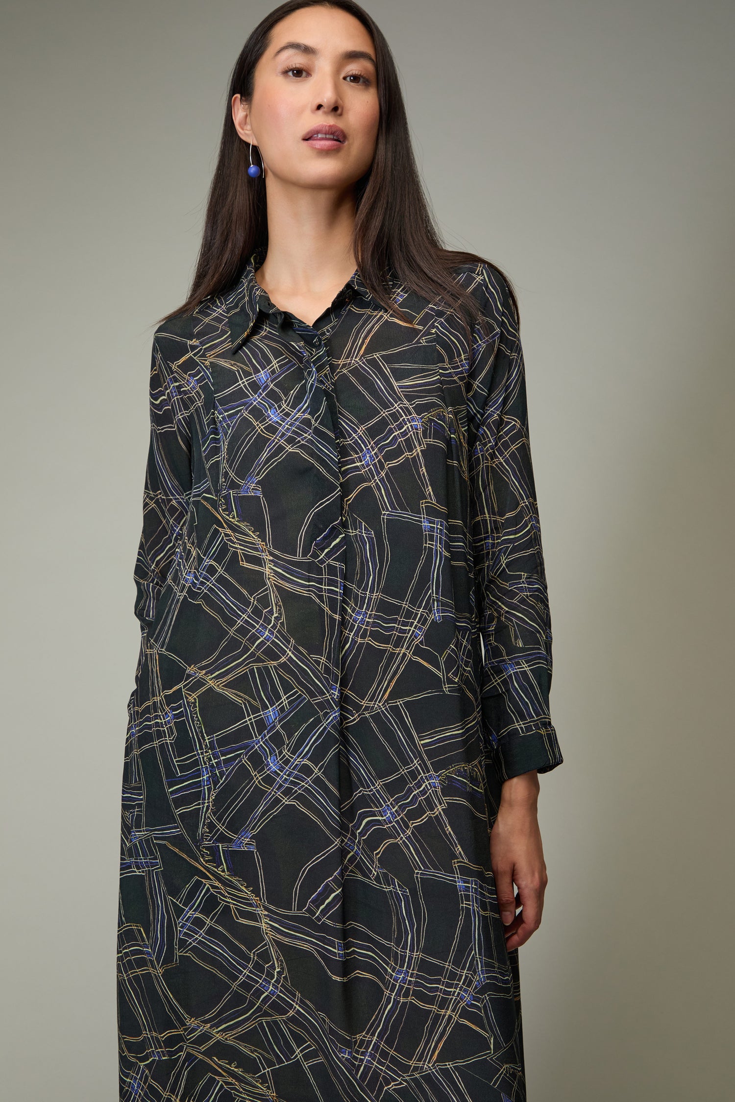 Wavy Lines Shirt Dress