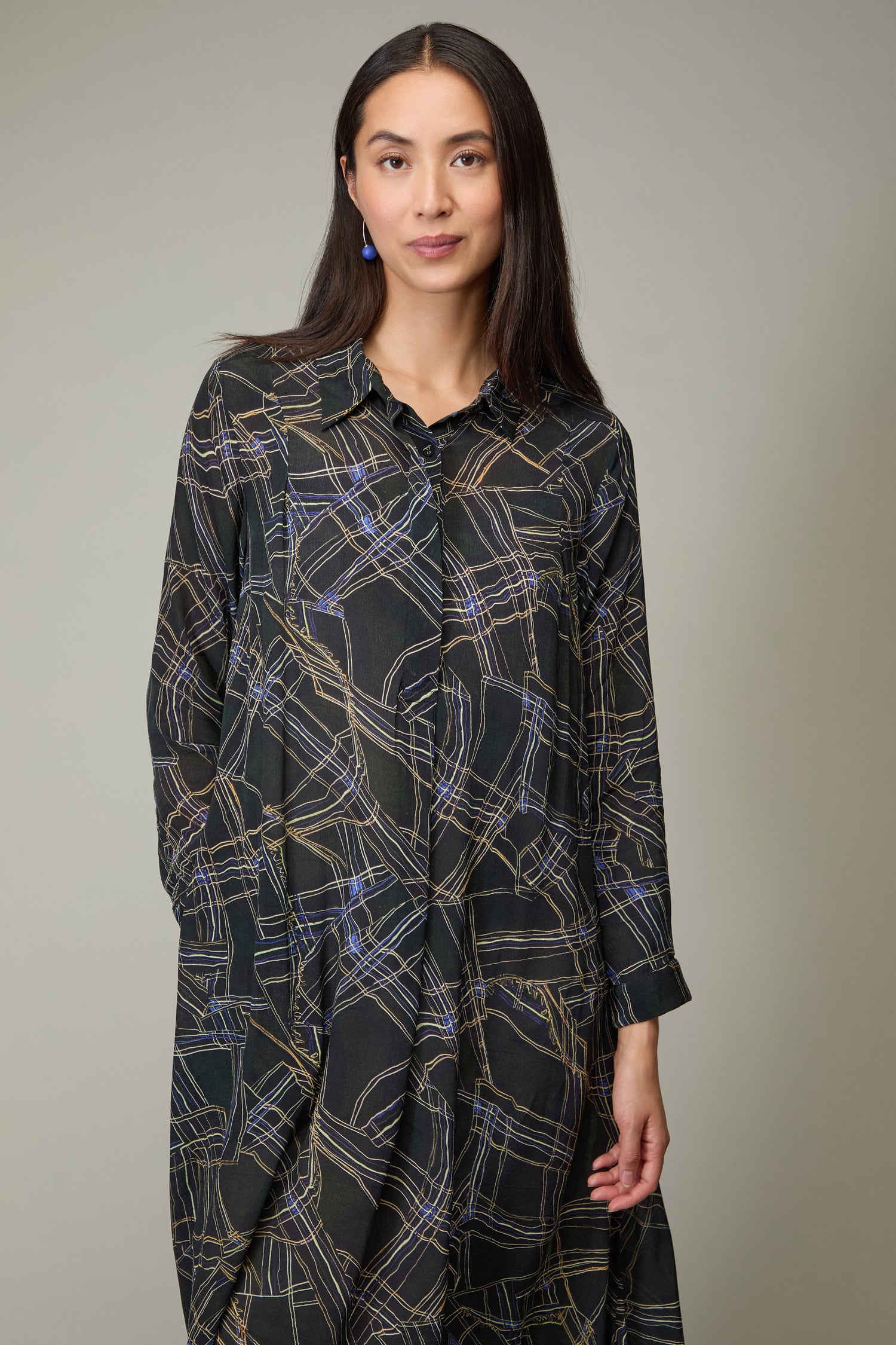 Wavy Lines Shirt Dress