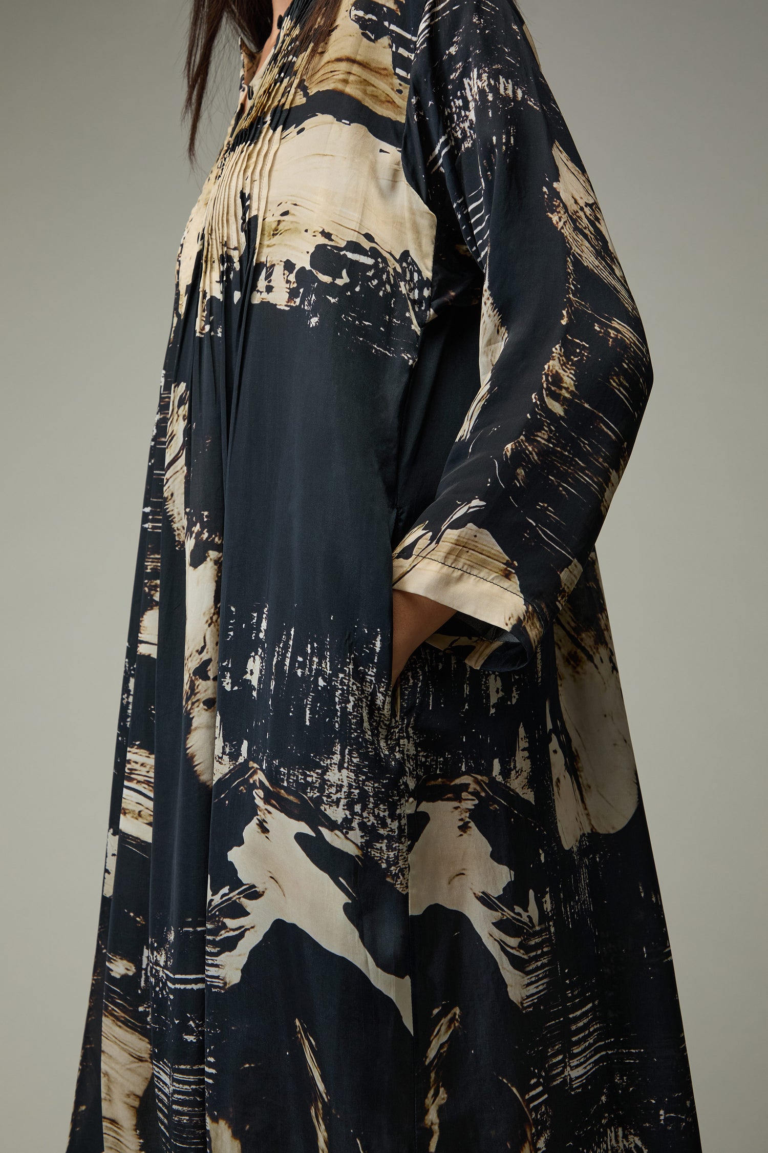 Pleated Print Cupro Dress