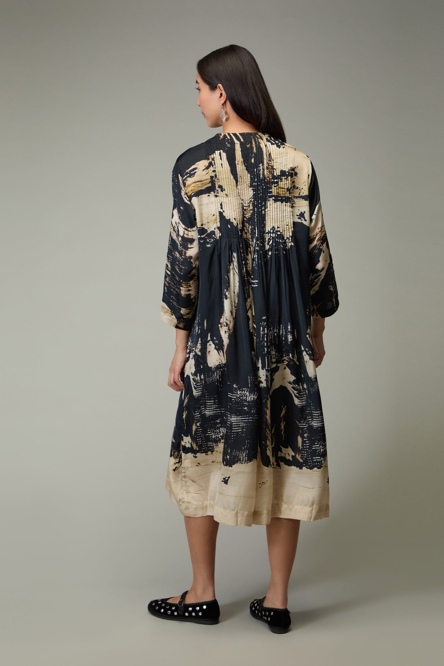 Pleated Print Cupro Dress