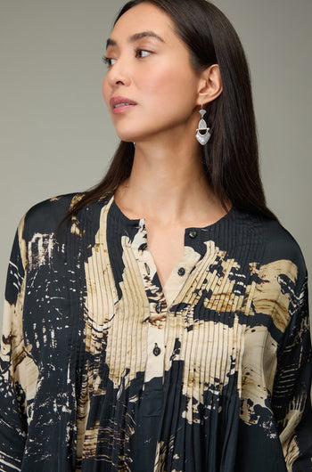 Pleated Print Cupro Dress