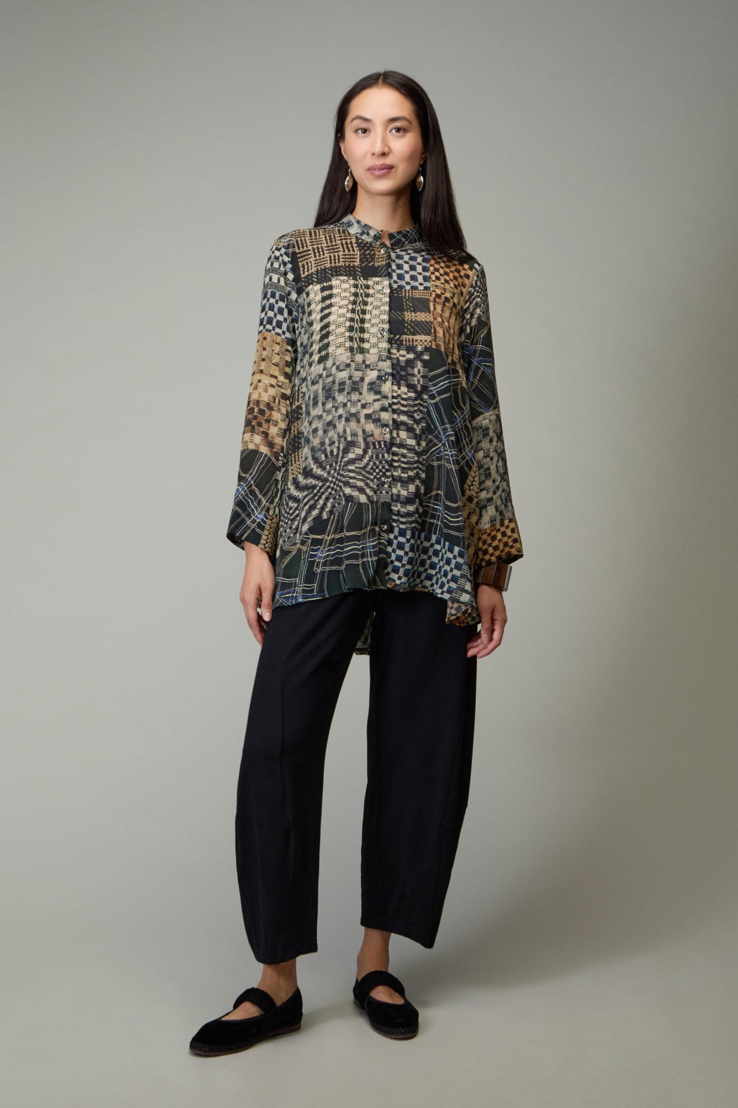 Multi Patchwork Flared Shirt