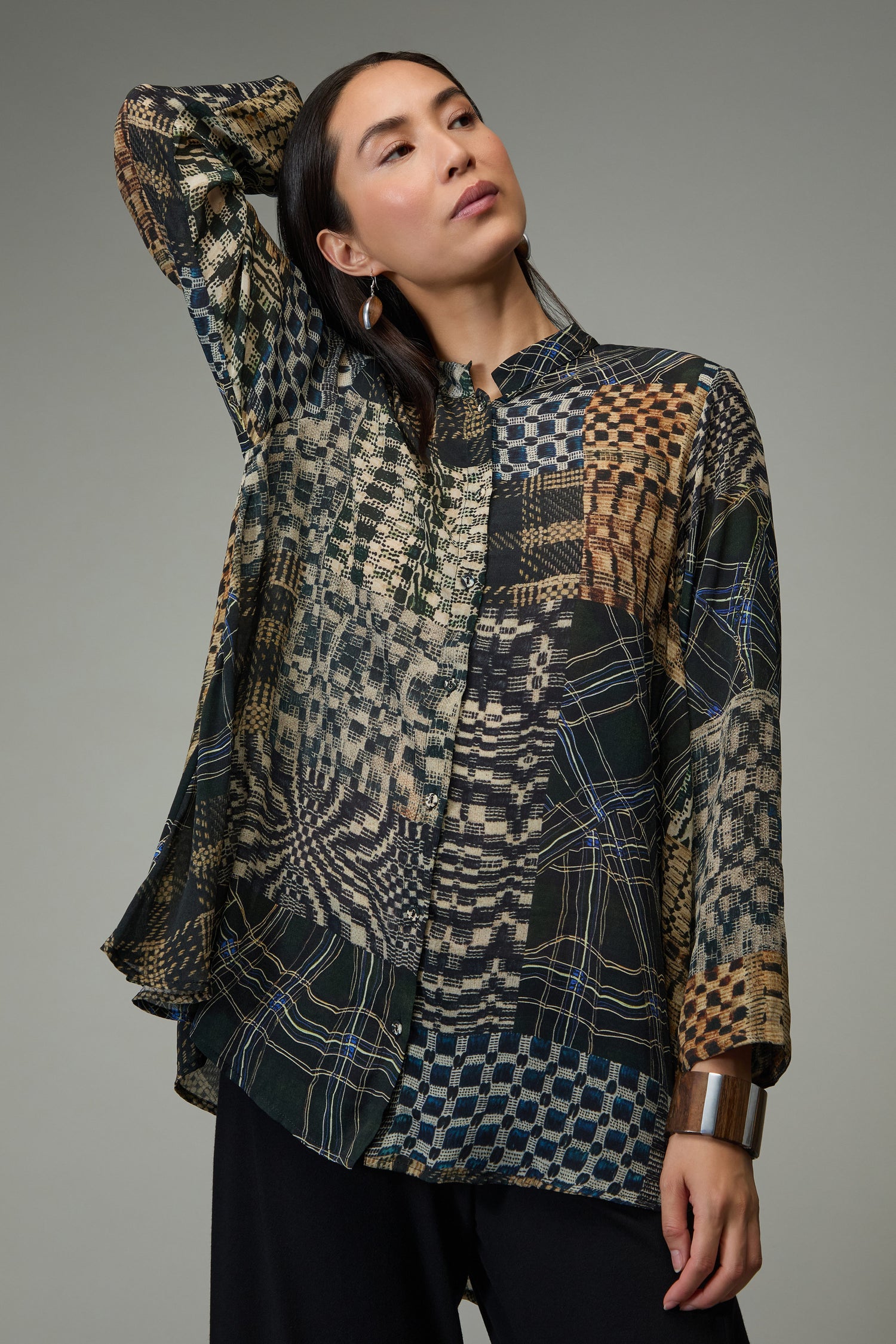 Multi Patchwork Flared Shirt