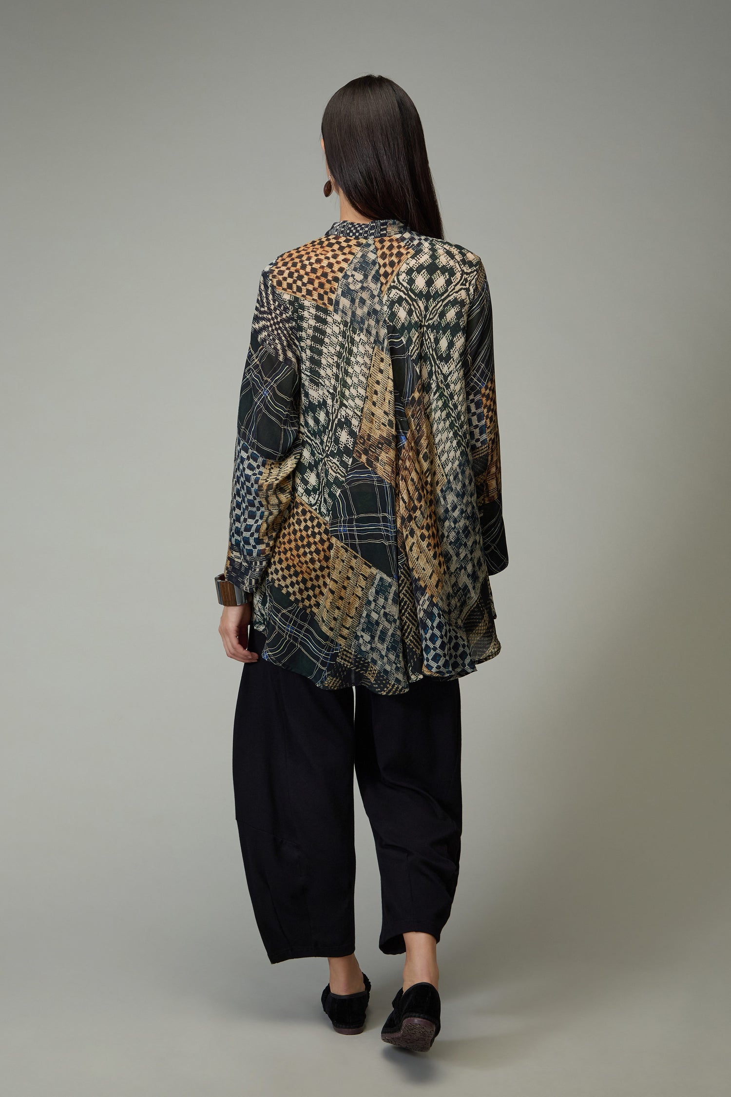 Multi Patchwork Flared Shirt