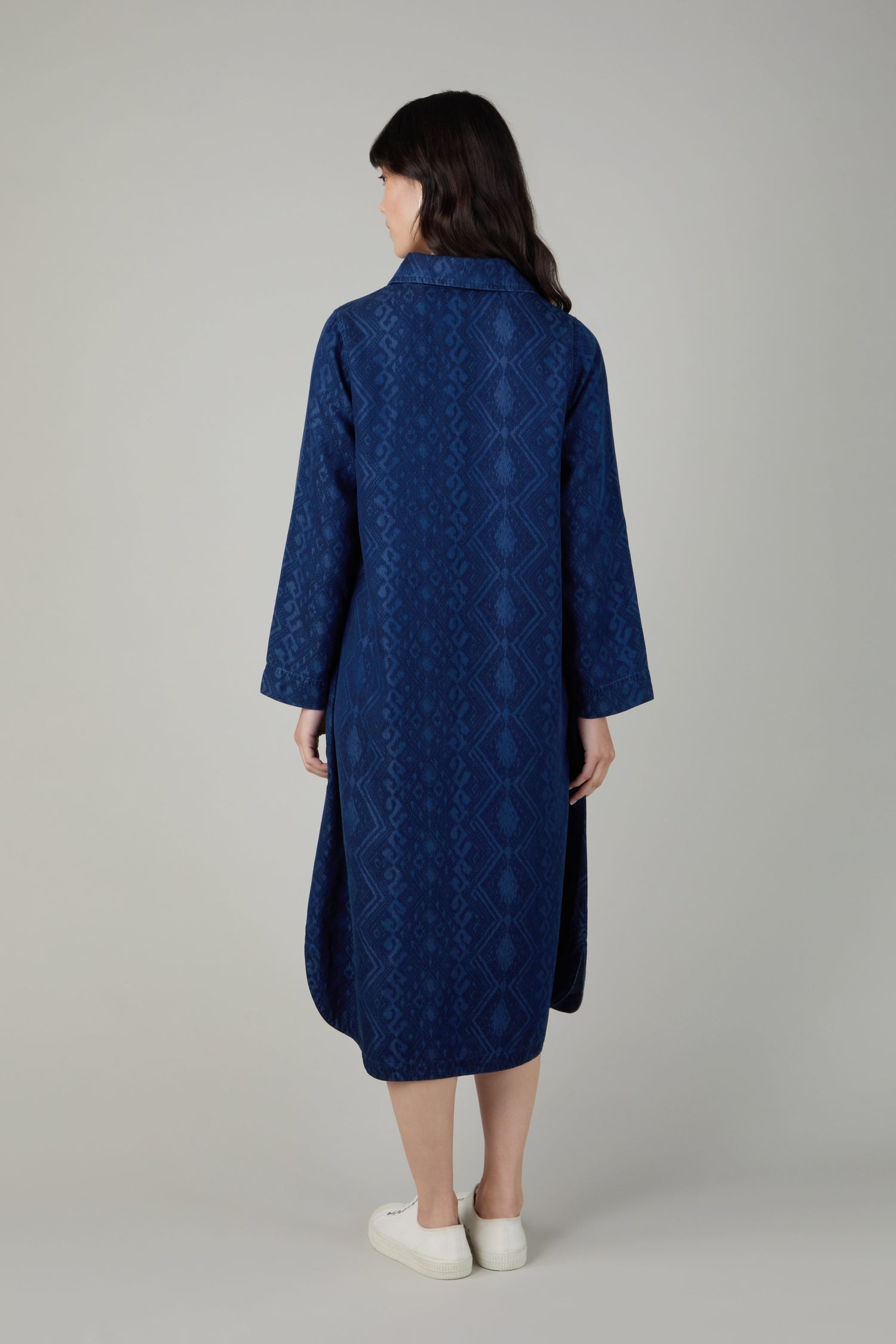 Dark Denim Diamond Patchwork Print Dress