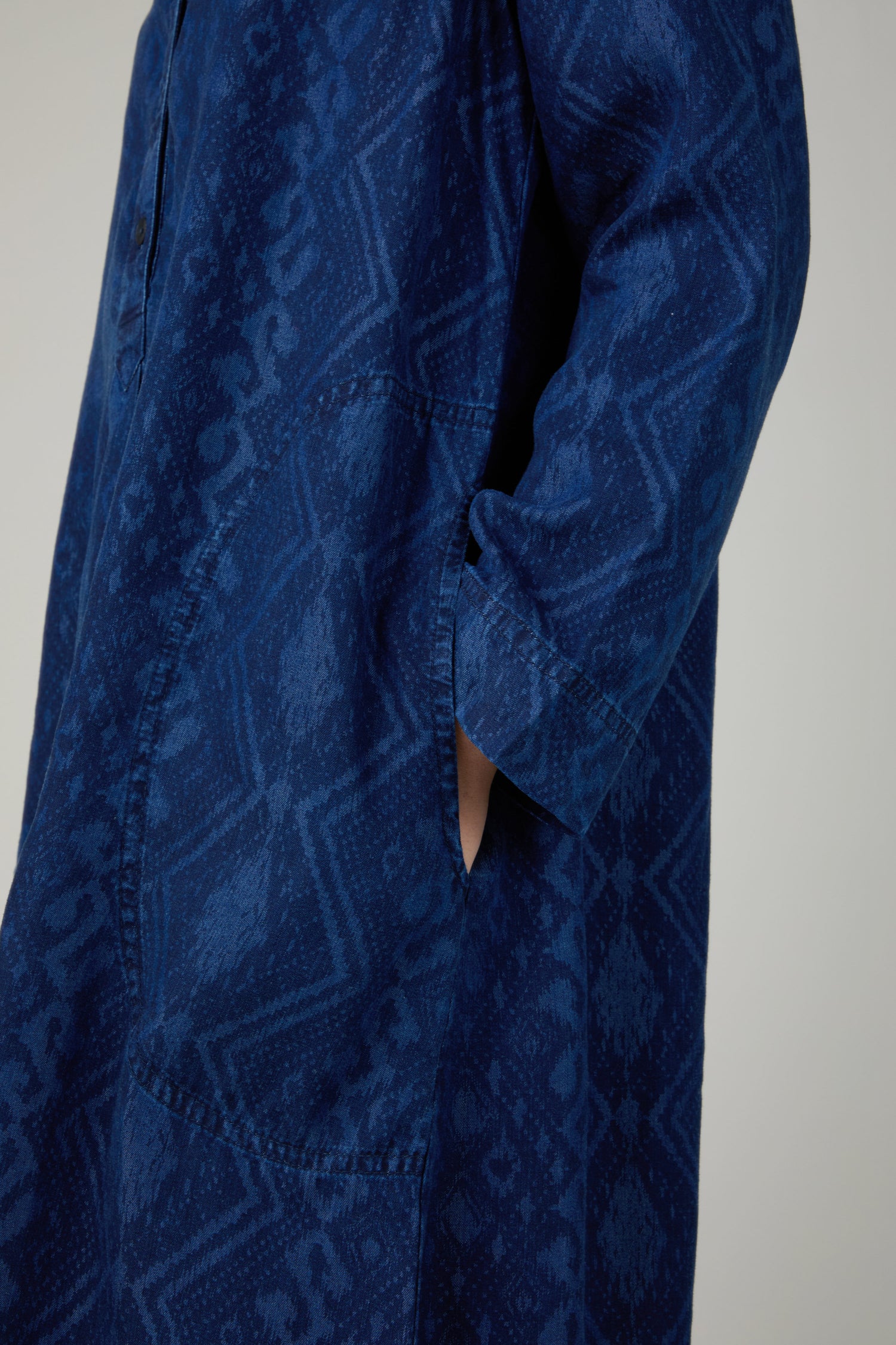 Dark Denim Diamond Patchwork Print Dress