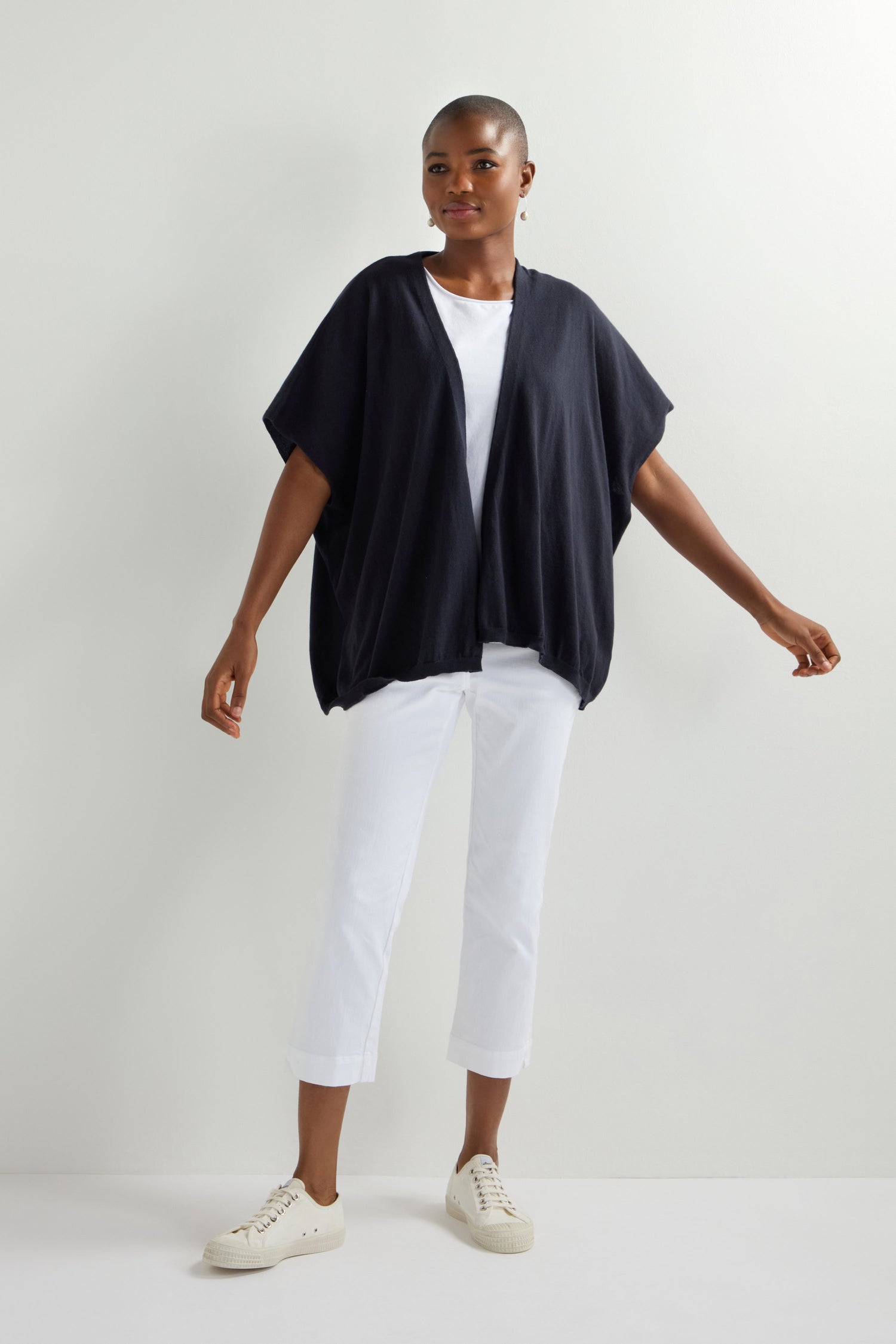 White Stretch Cotton Slim Trousers