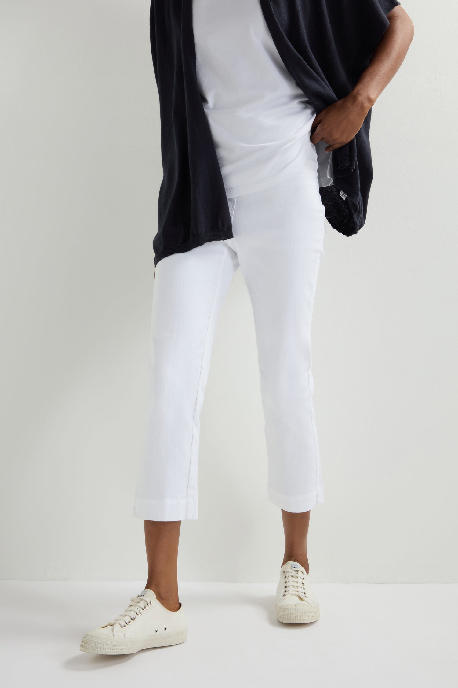 White Stretch Cotton Slim Trousers