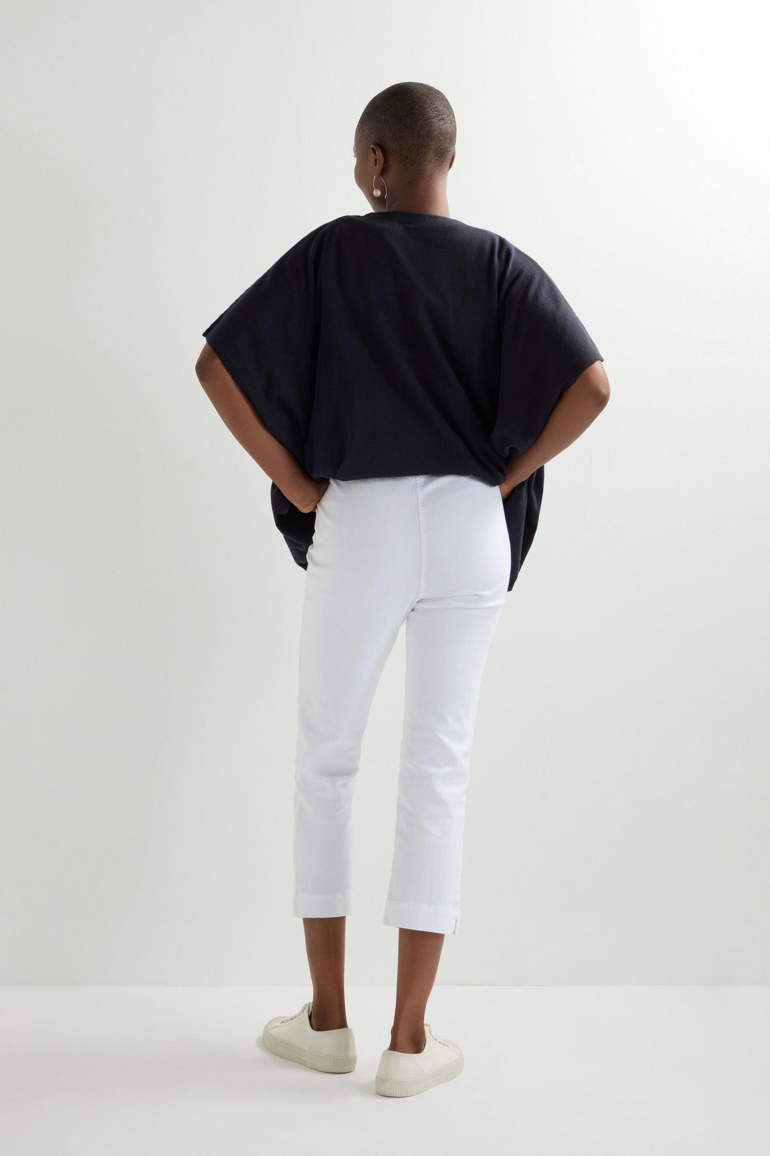 White Stretch Cotton Slim Trousers