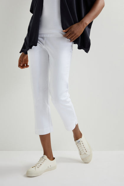 White Stretch Cotton Slim Trousers
