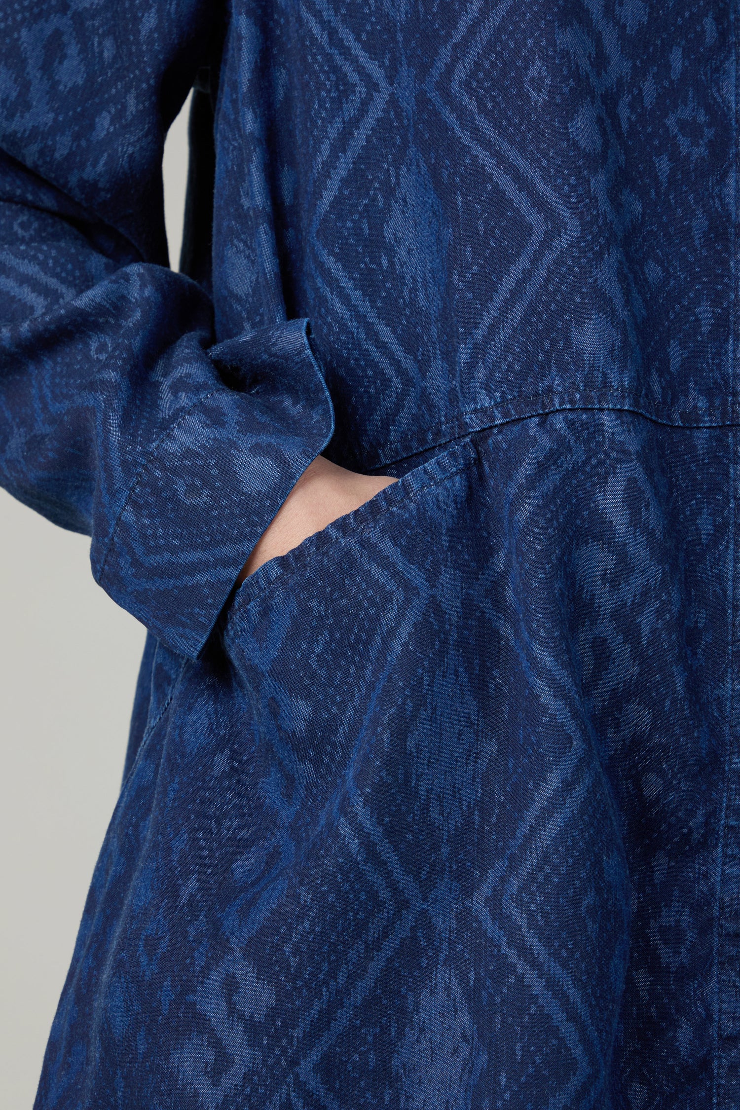 Dark Denim Diamond Patchwork Print Shirt