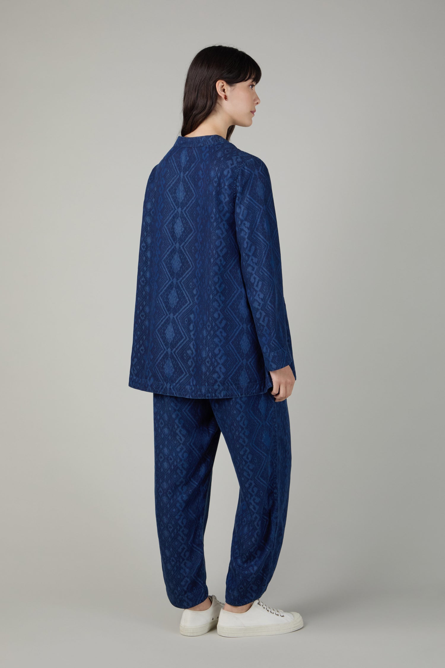 Dark Denim Diamond Patchwork Print Shirt