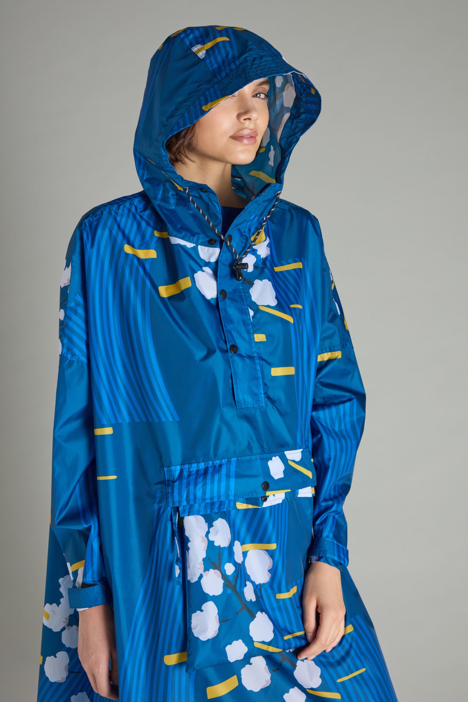 Japanese Blue Blossom Poncho