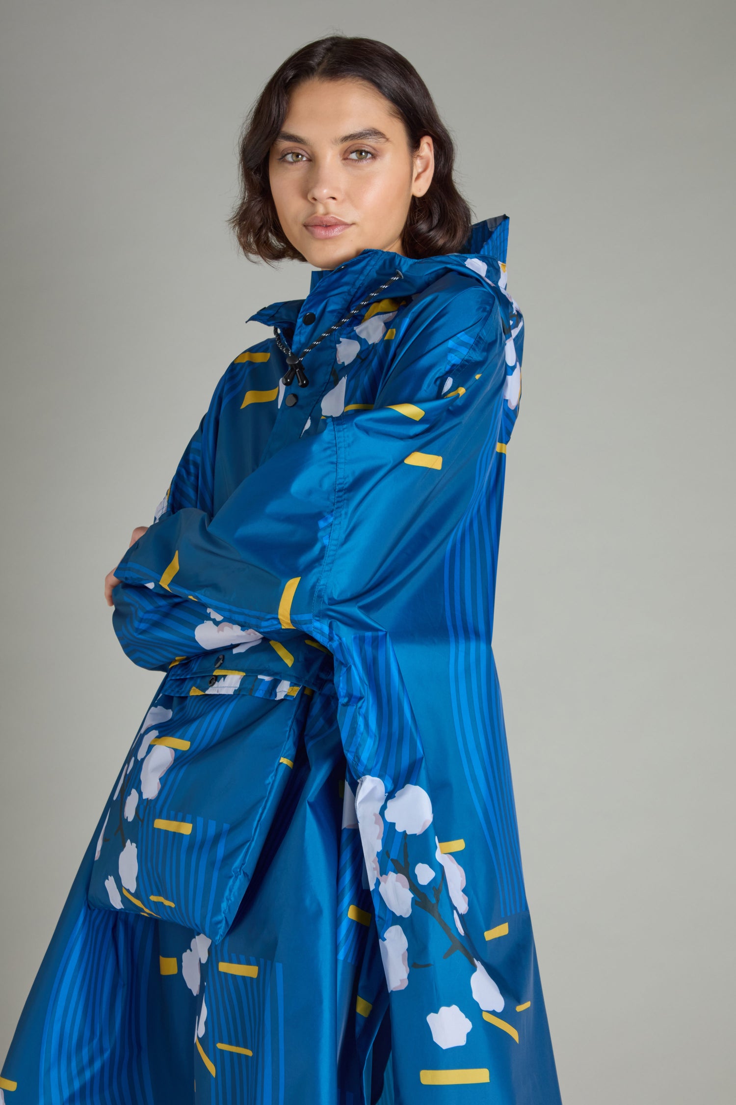Japanese Blue Blossom Poncho