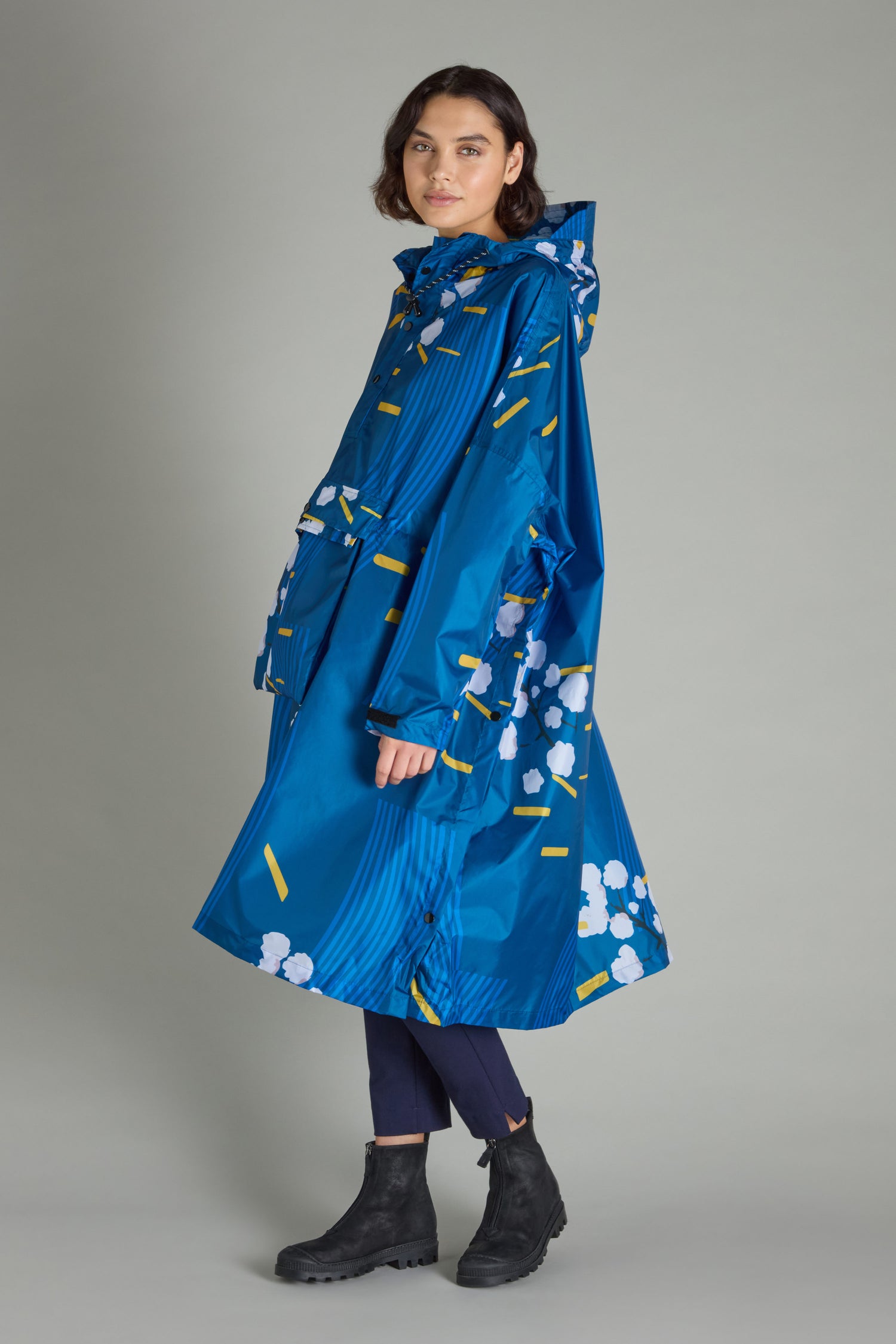 Japanese Blue Blossom Poncho
