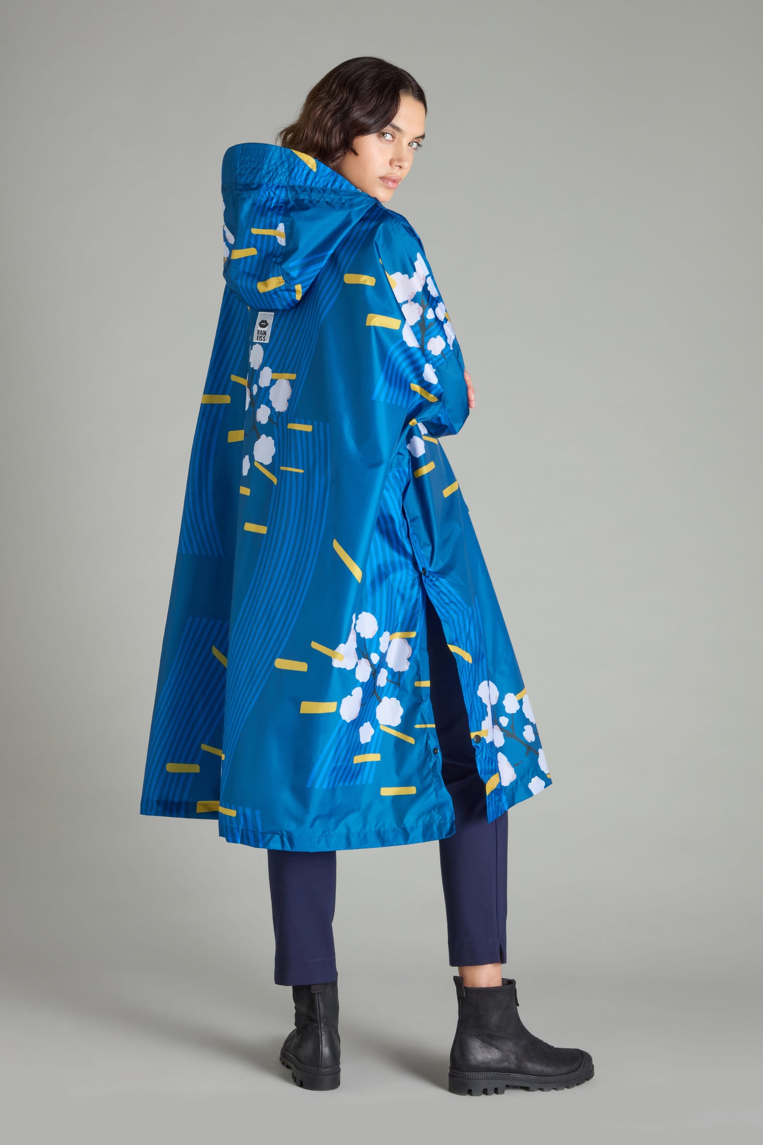 Japanese Blue Blossom Poncho