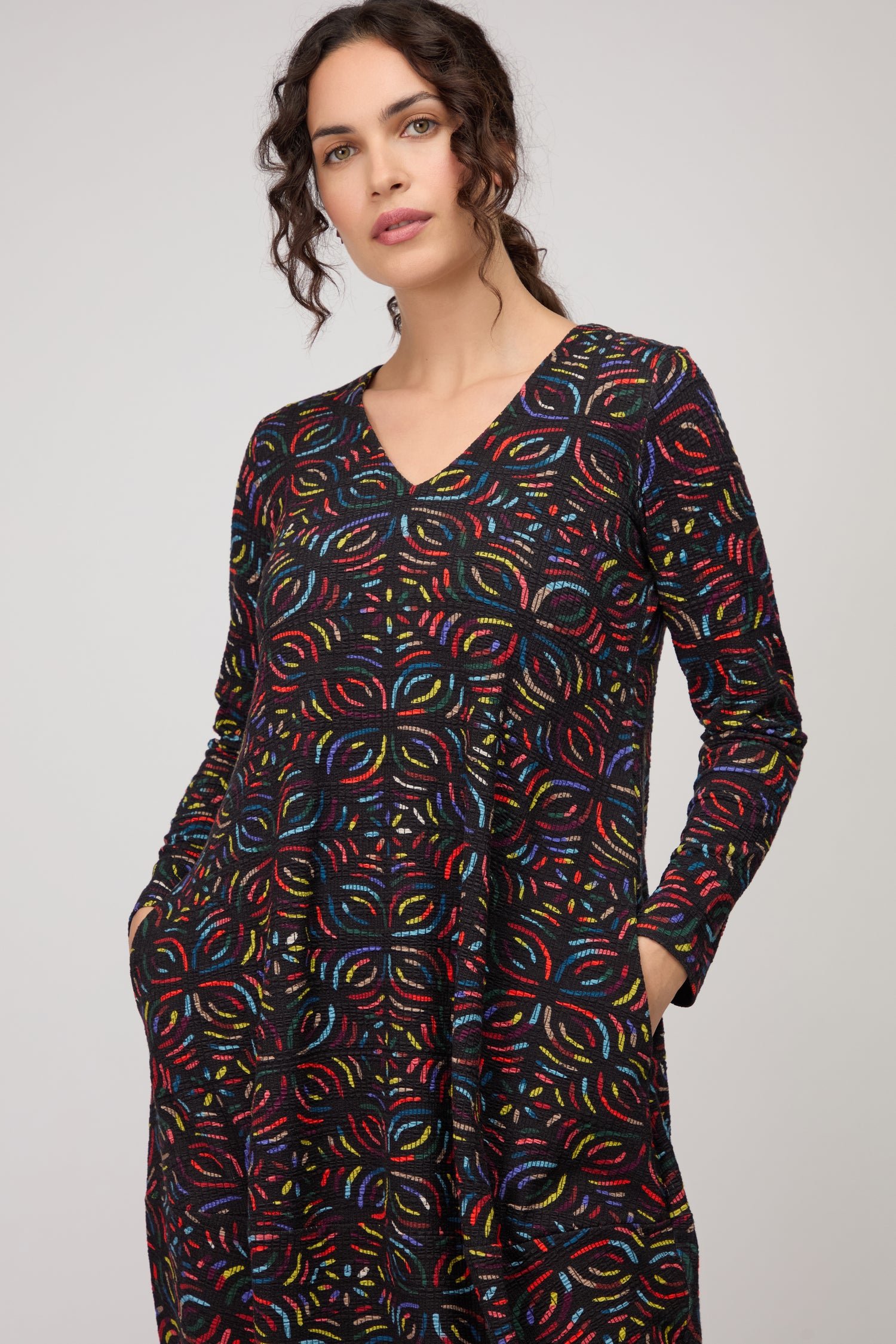Mosaic Jacquard Jersey Bubble Dress