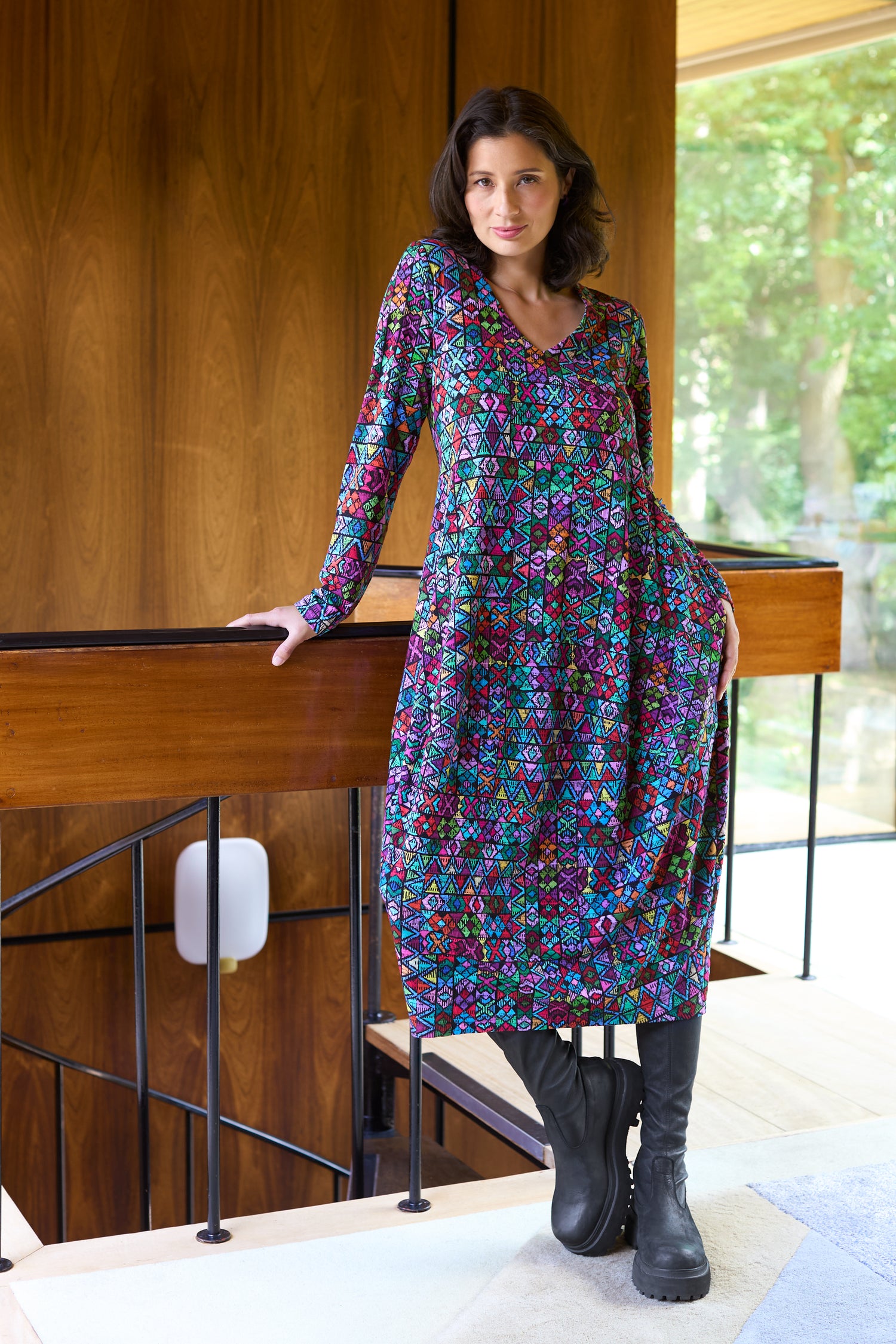 Peruvian Patchwork Jersey Bubble Dress