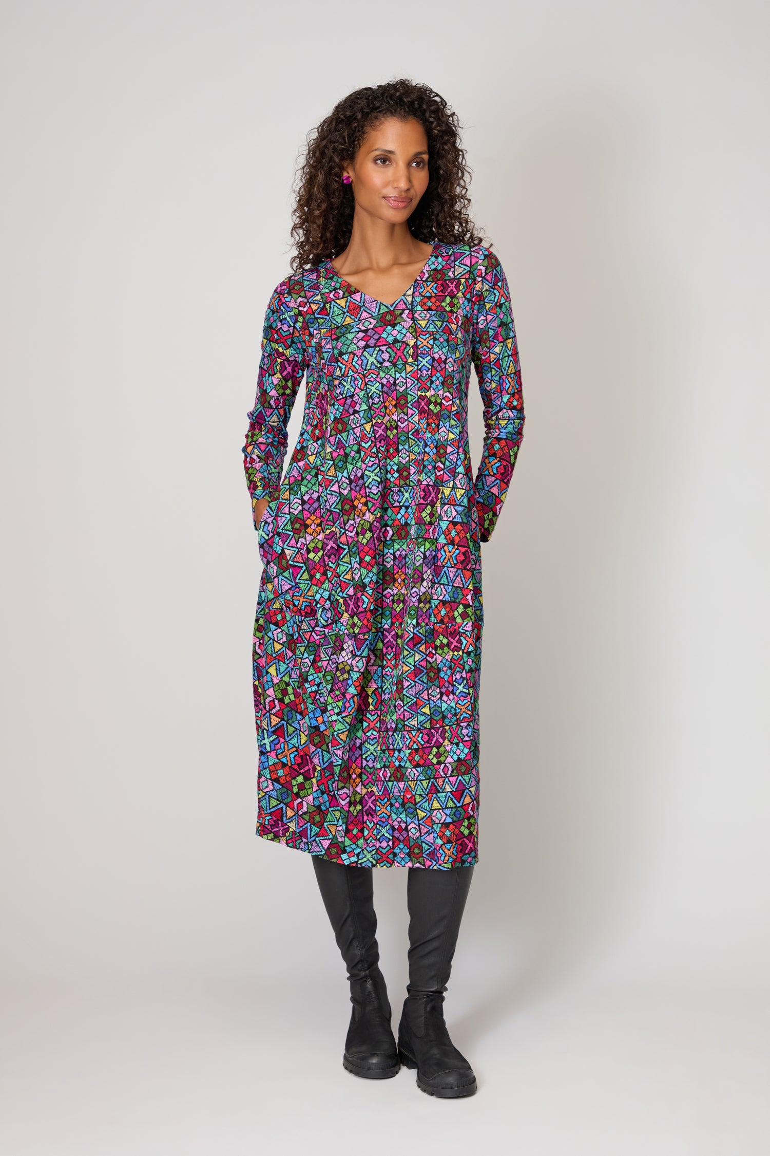 Peruvian Patchwork Jersey Bubble Dress