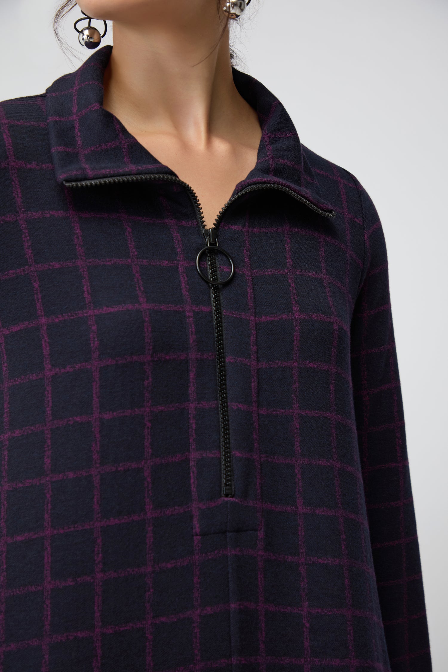 Graphic Check Zip Bubble Dress