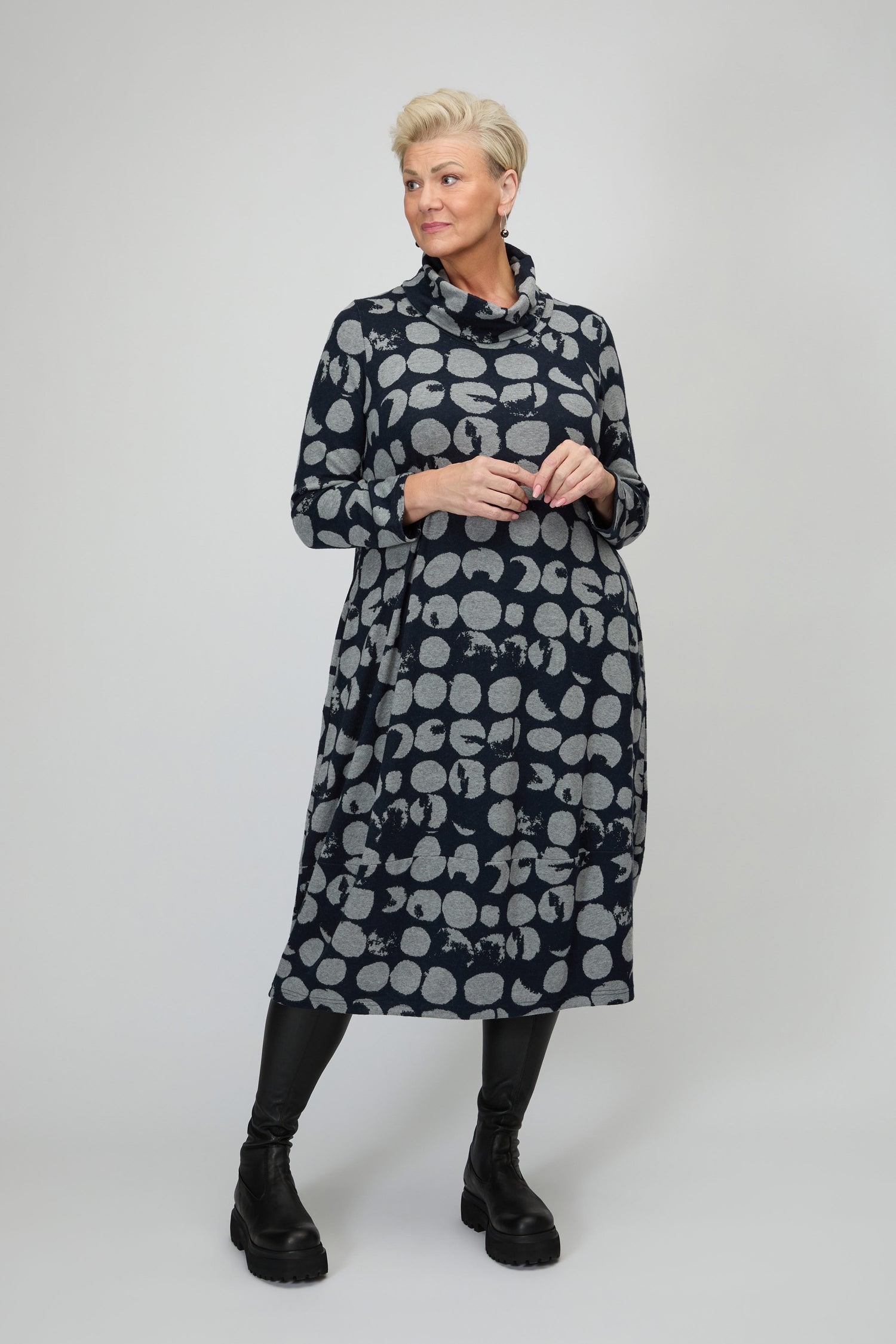 Brushed Spot Jersey Bubble Dress