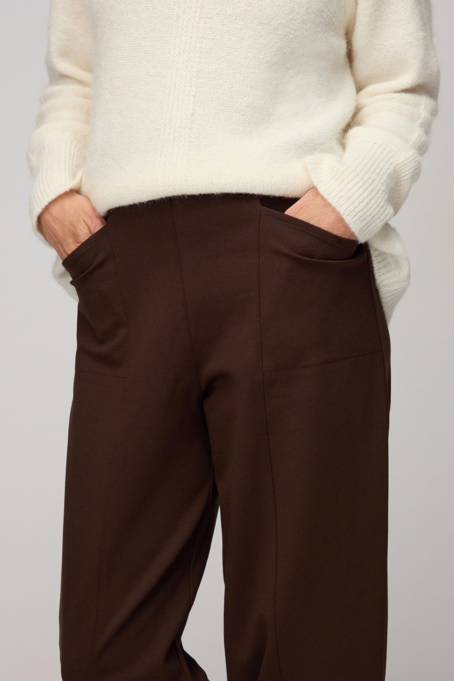 Chocolate Ponte Bubble Trousers