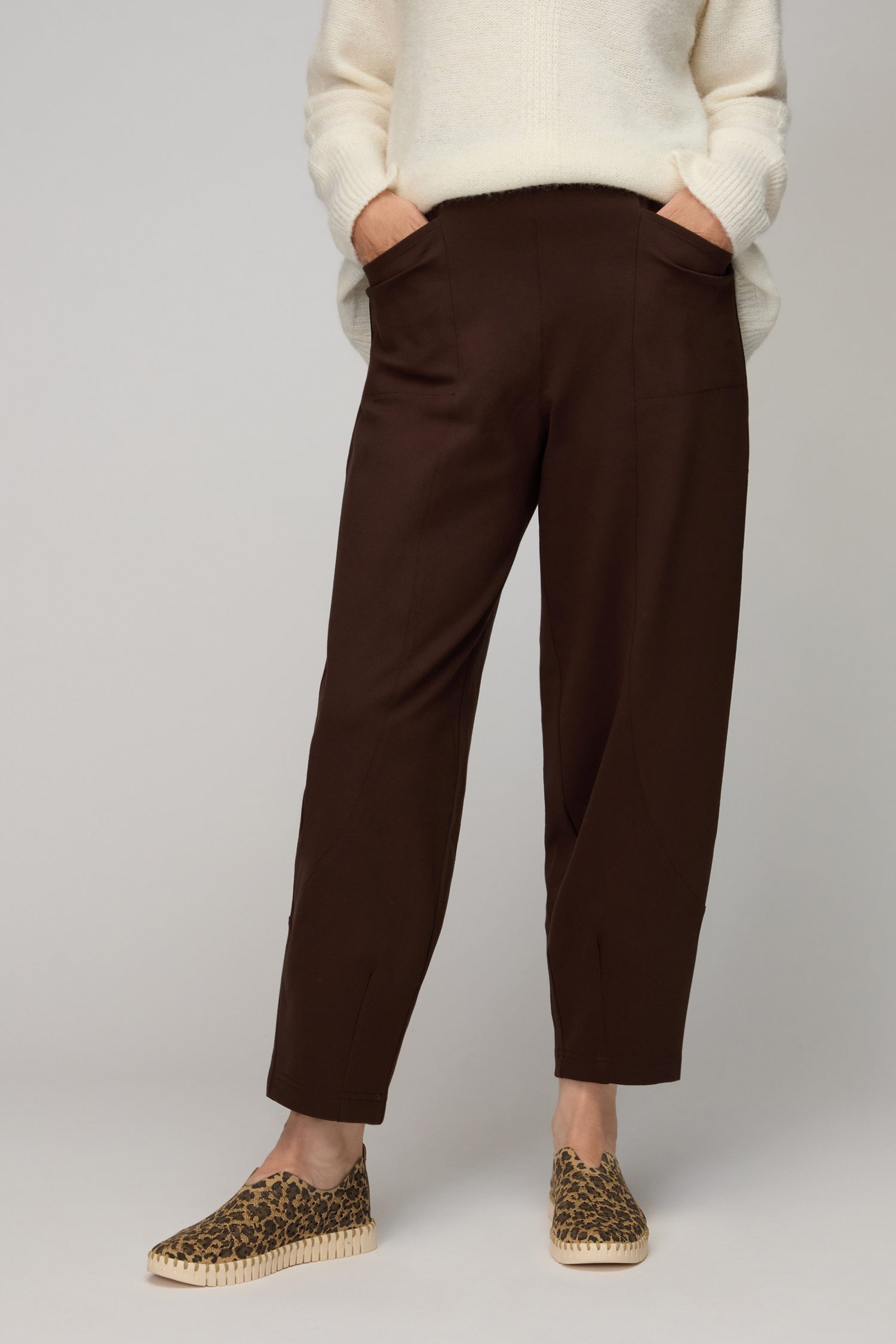 Chocolate Ponte Bubble Trousers