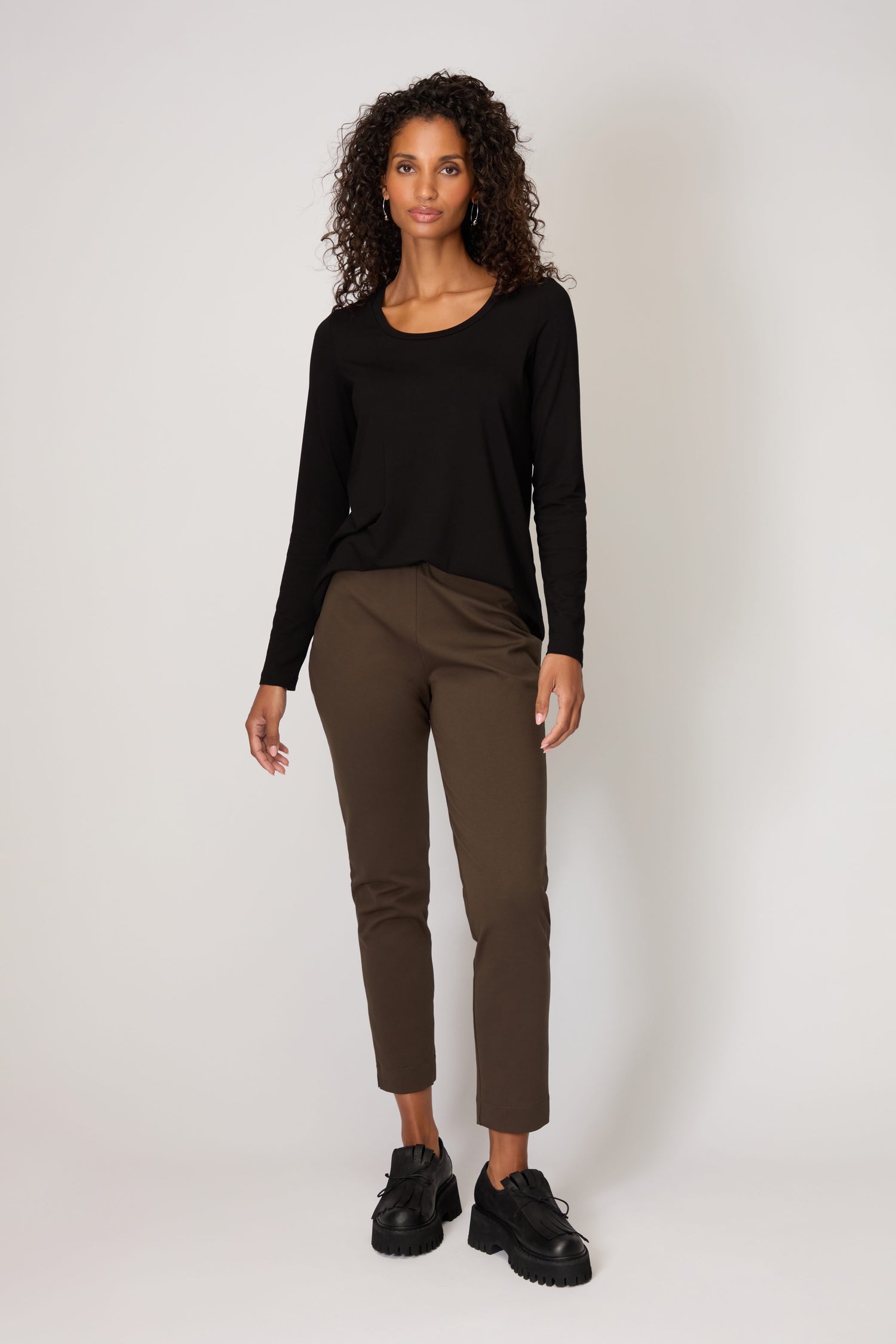Ponte Slim Leg Khaki Trousers