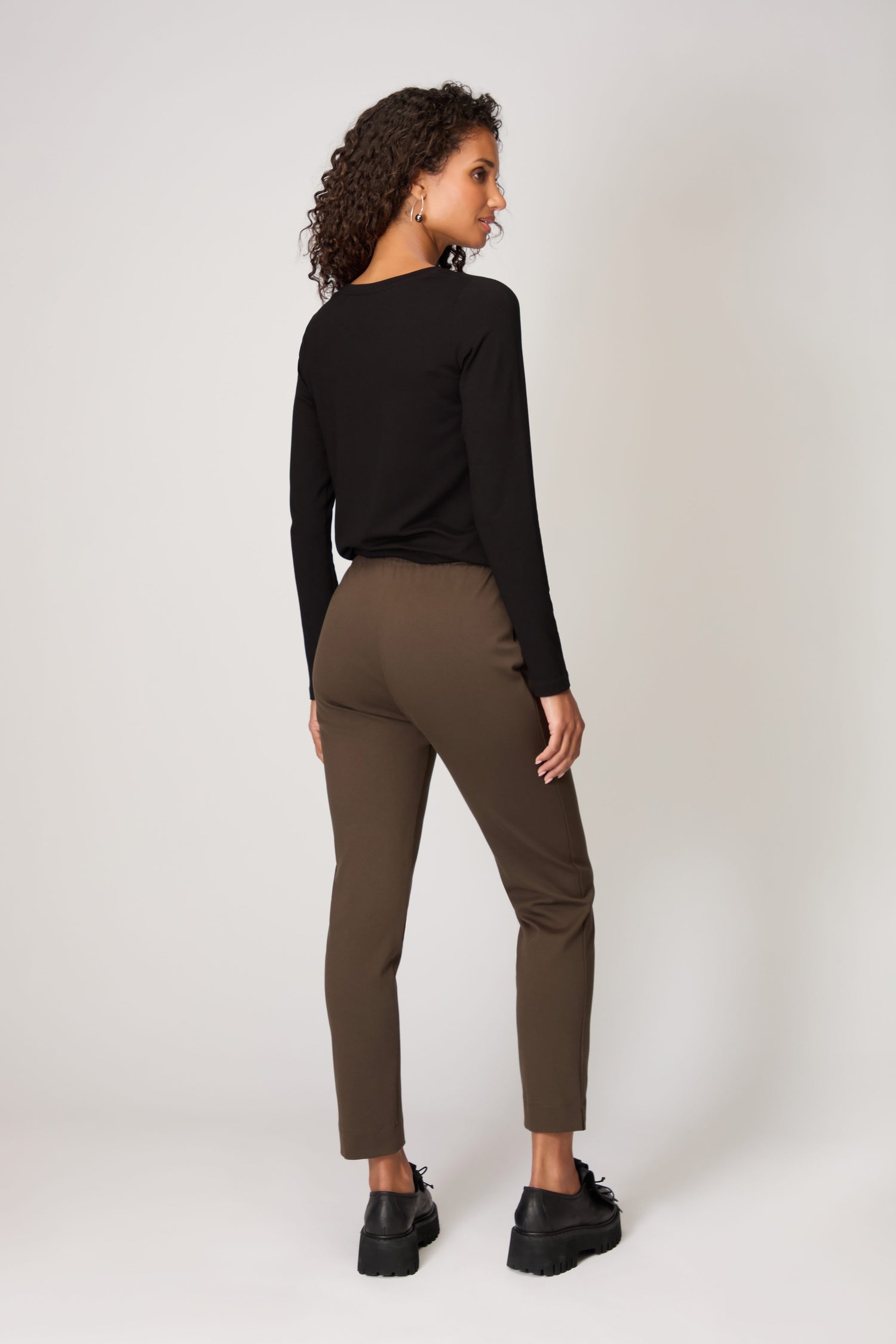 Ponte Slim Leg Khaki Trousers