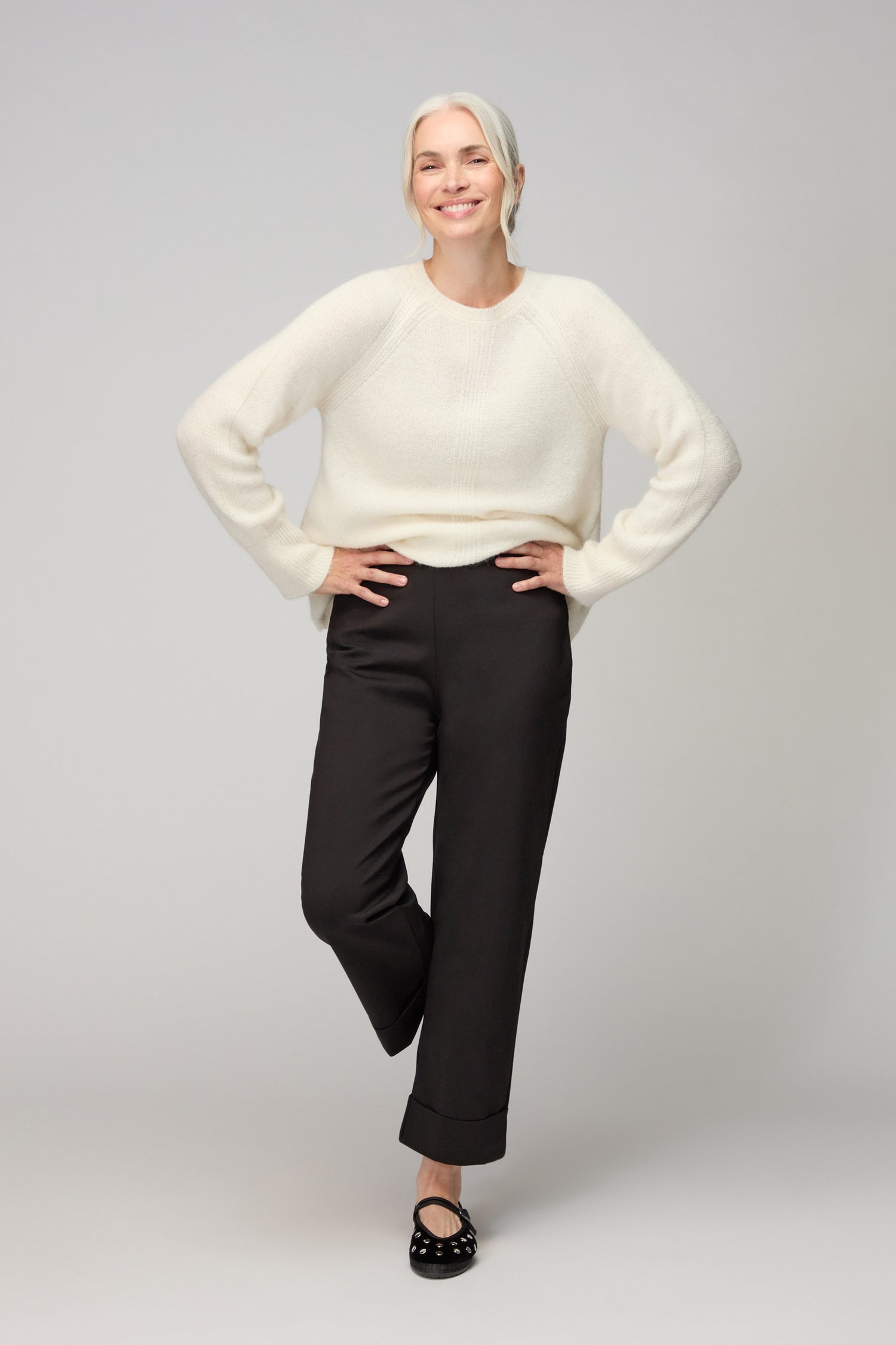 Black Ponte Straight Trousers