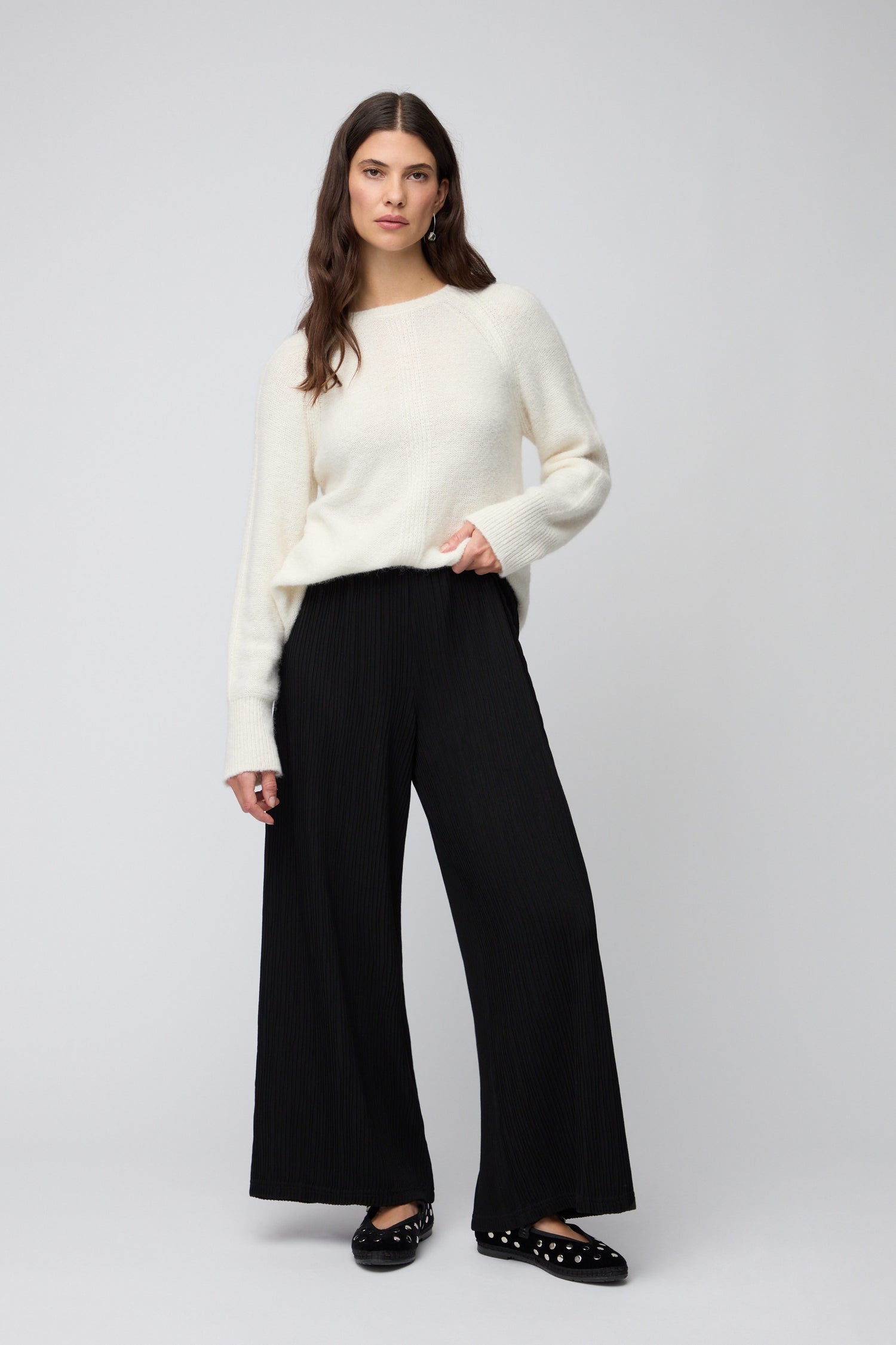 Textured Wave Jersey Wide Trousers
