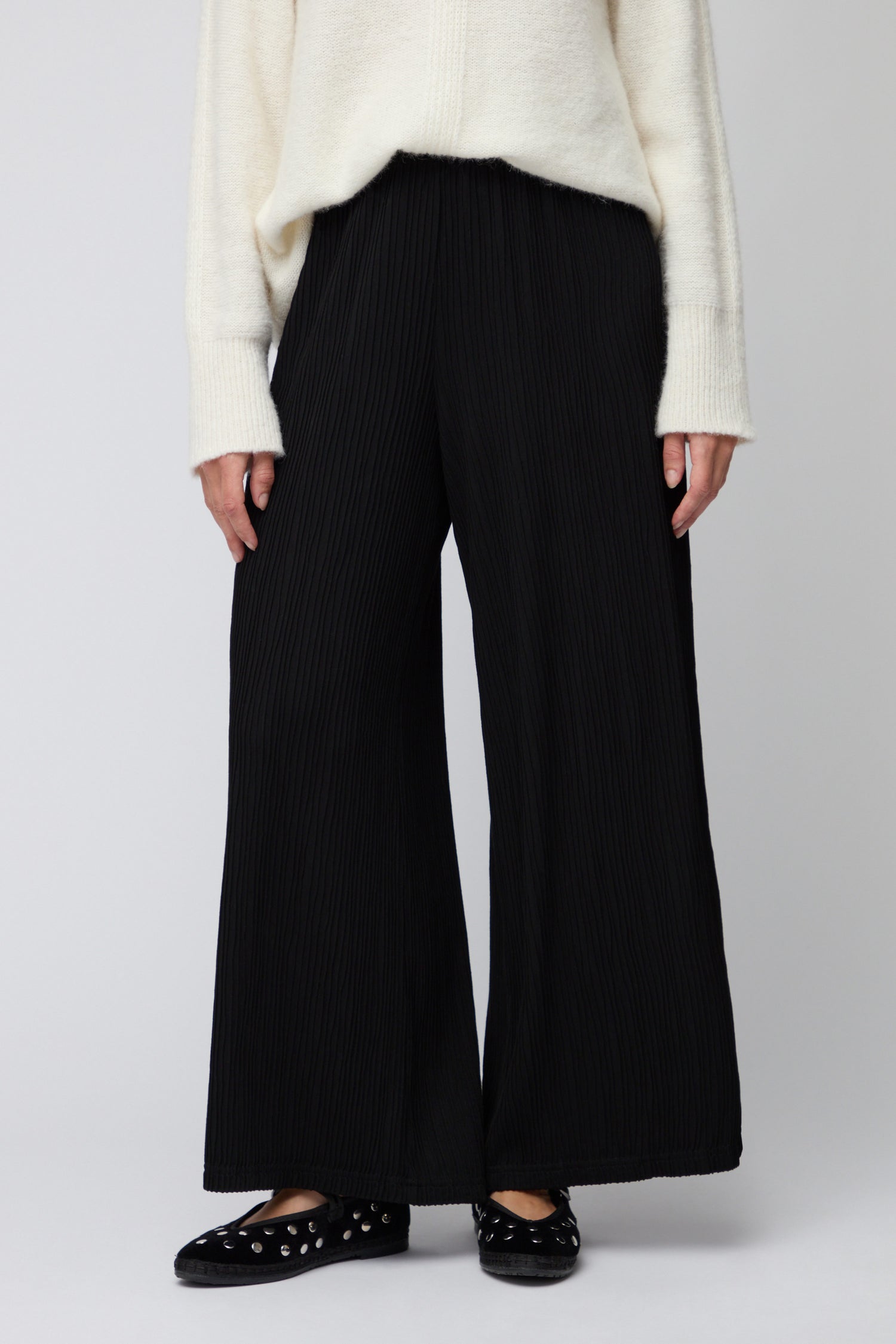 Textured Wave Jersey Wide Trousers