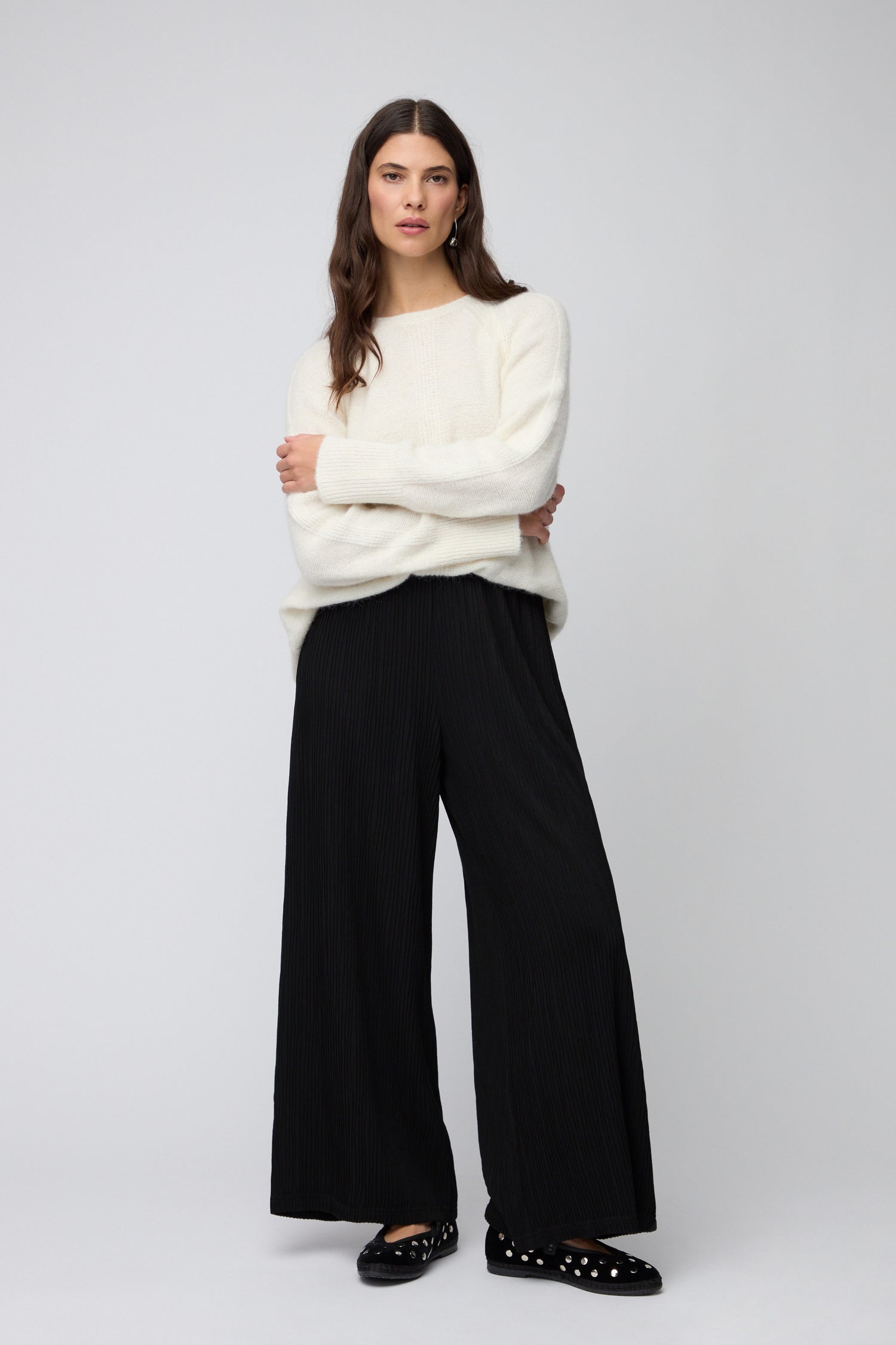 Textured Wave Jersey Wide Trousers