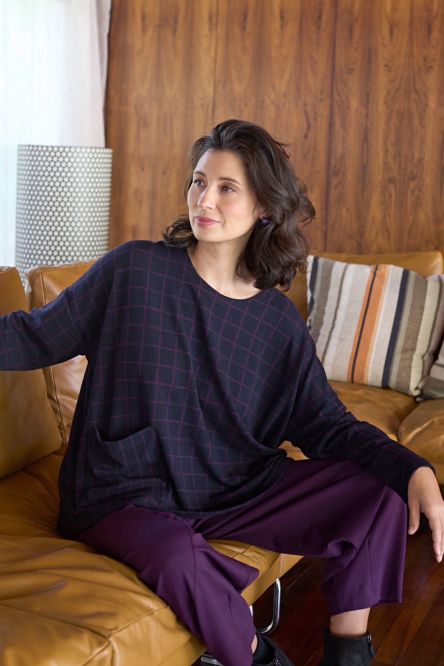 Graphic Check & Stripe Boxy Top