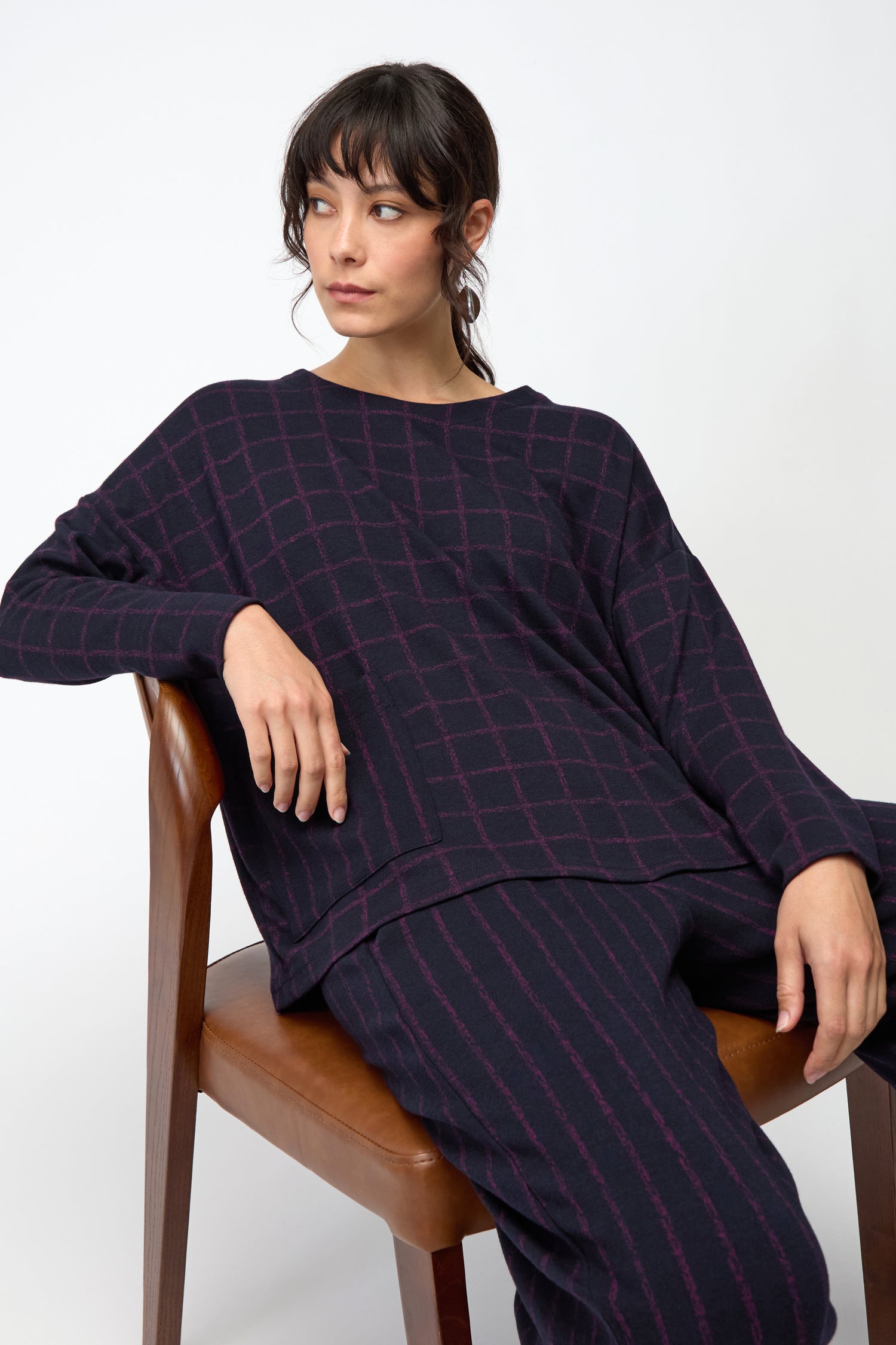 Graphic Check & Stripe Boxy Top