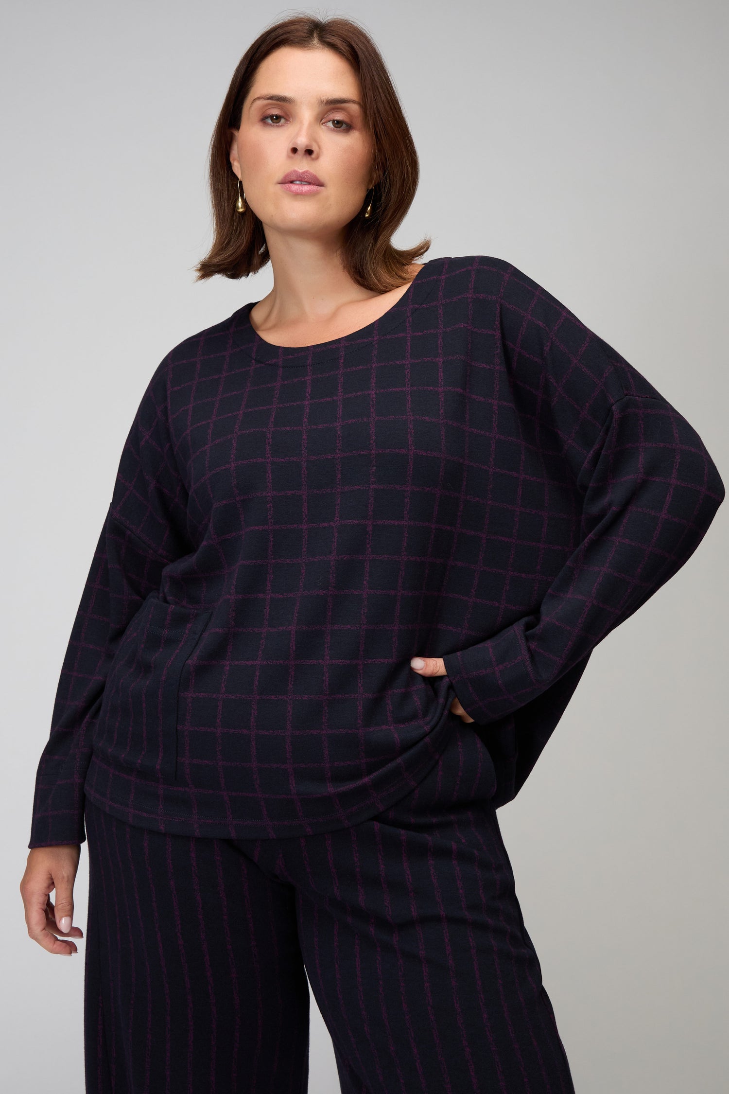 Graphic Check & Stripe Boxy Top