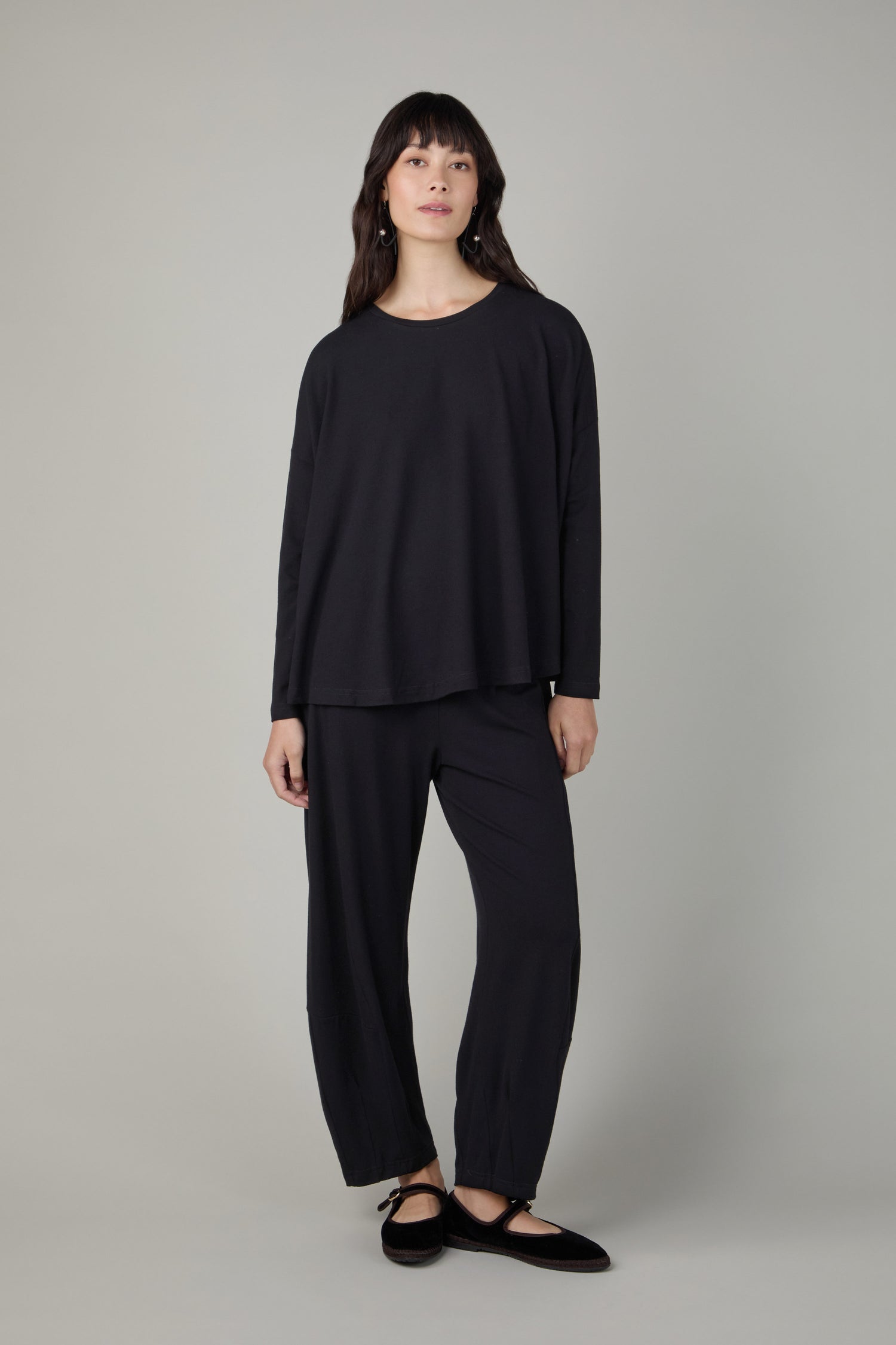Fluid Crepe Black Boxy Top