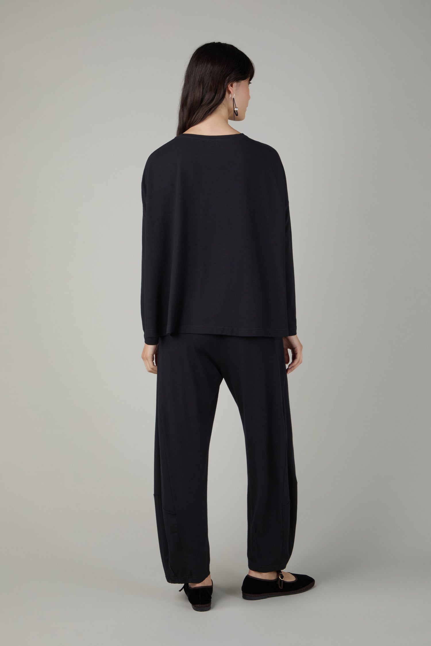 Fluid Crepe Black Boxy Top