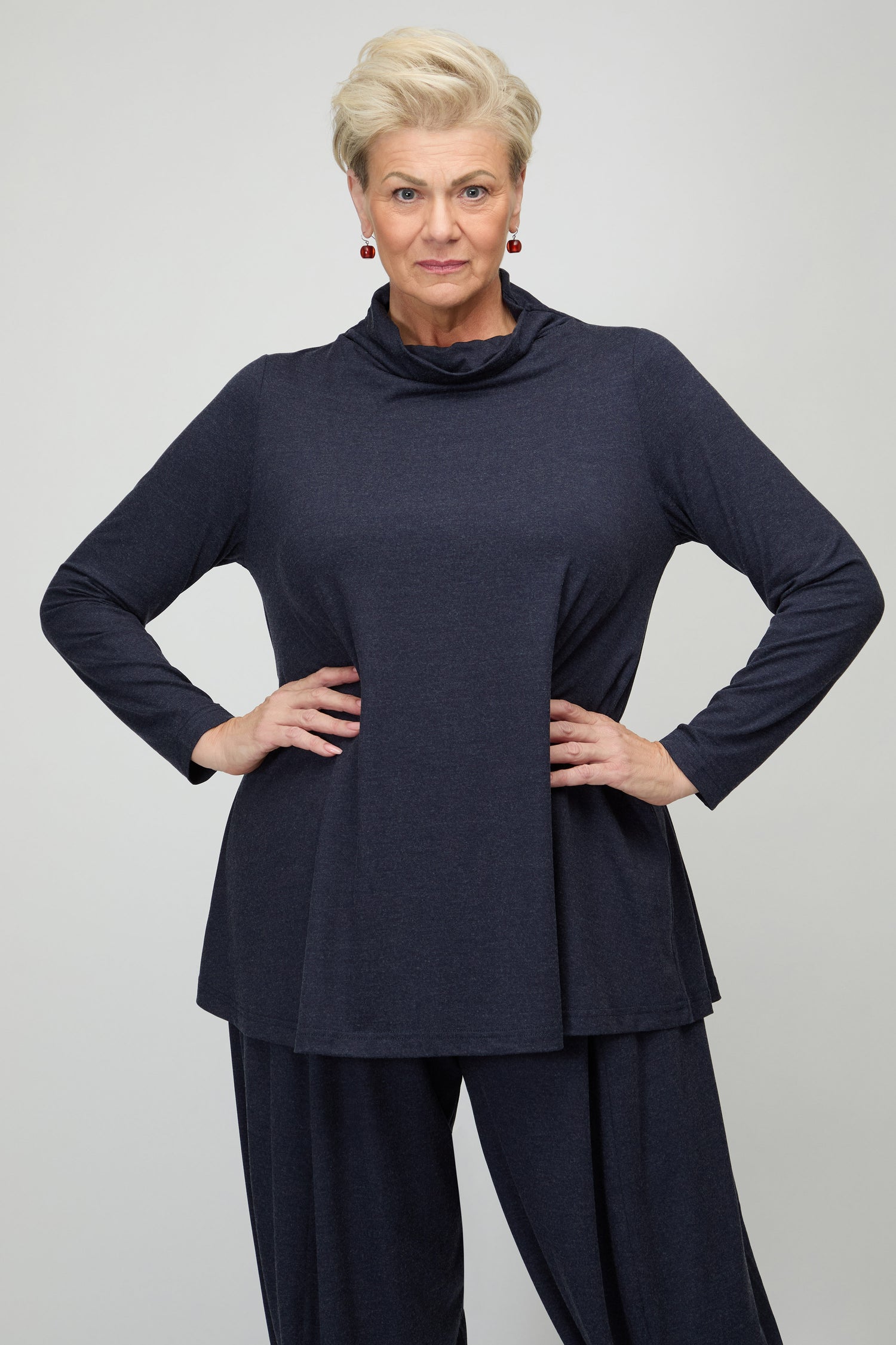 Soft Viscose Jersey Roll Neck Top