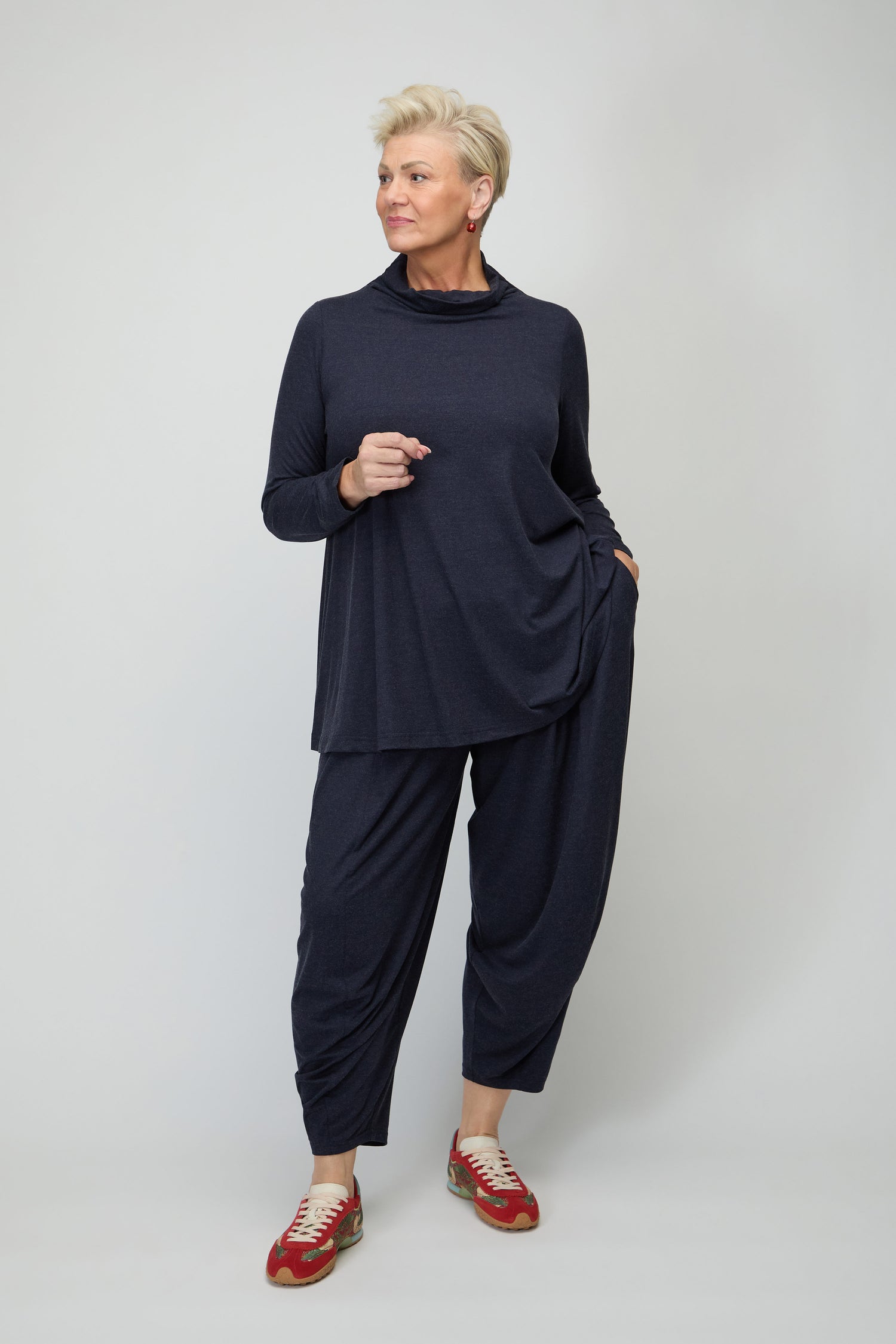 Soft Viscose Jersey Roll Neck Top