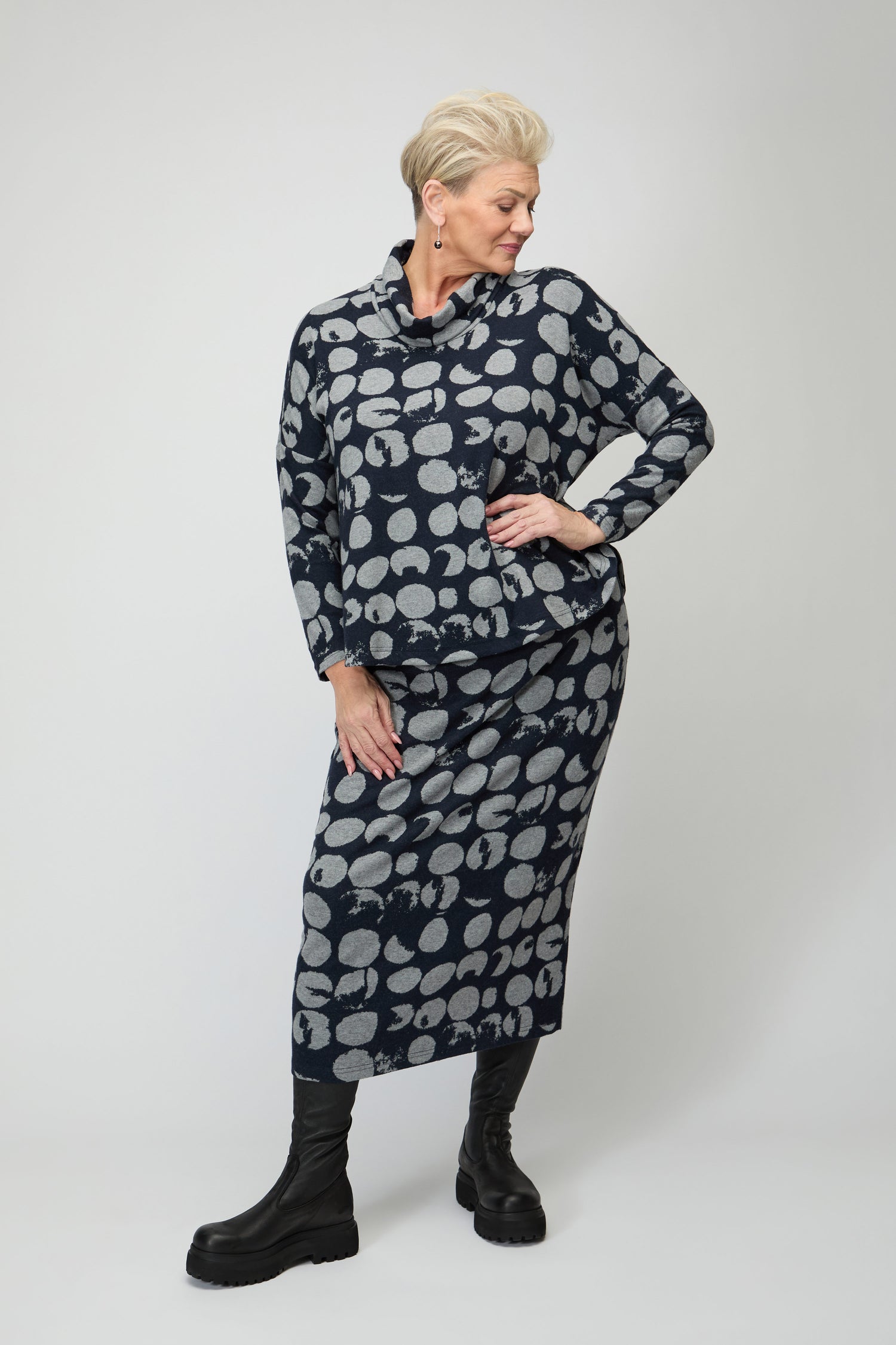 Brushed Jersey Spotted Boxy Top