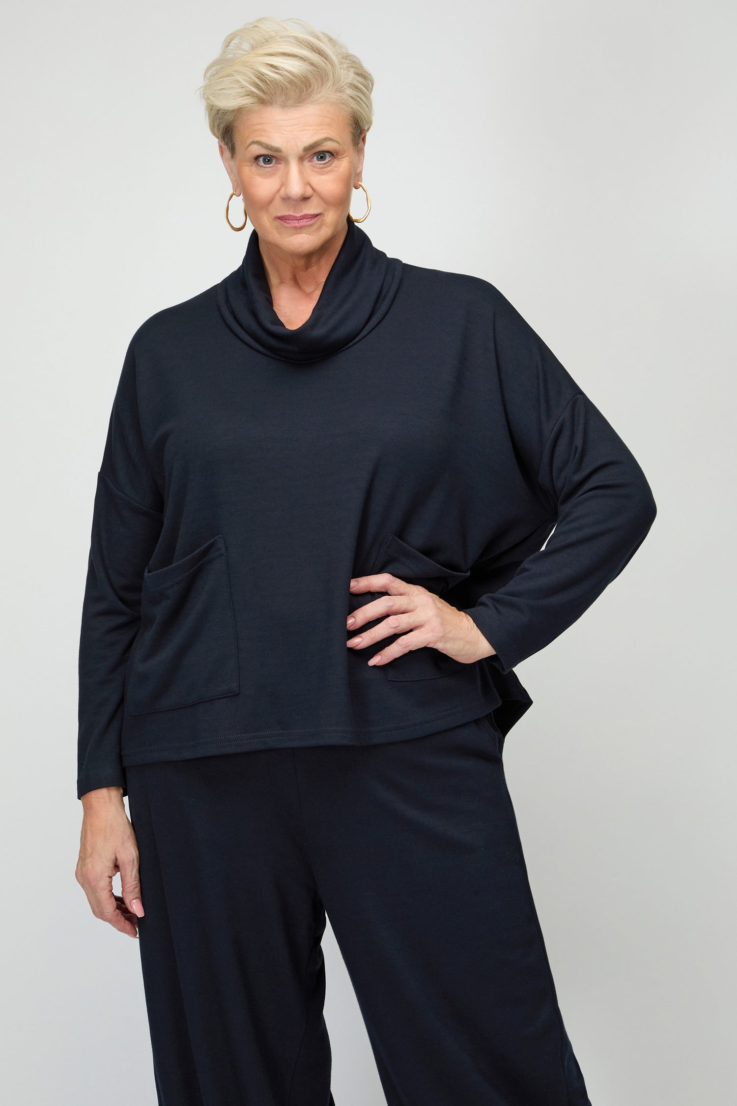 Luxe Viscose Jersey Cowl Neck Top